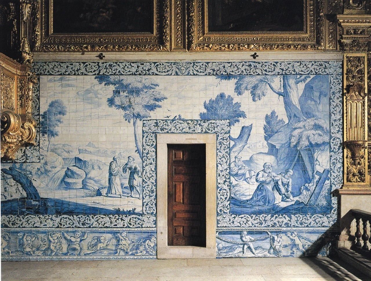 1600’s online Antique Portuguese Tin Glazed Blue Floral Ceramic Architectural Tile (Azulejo)