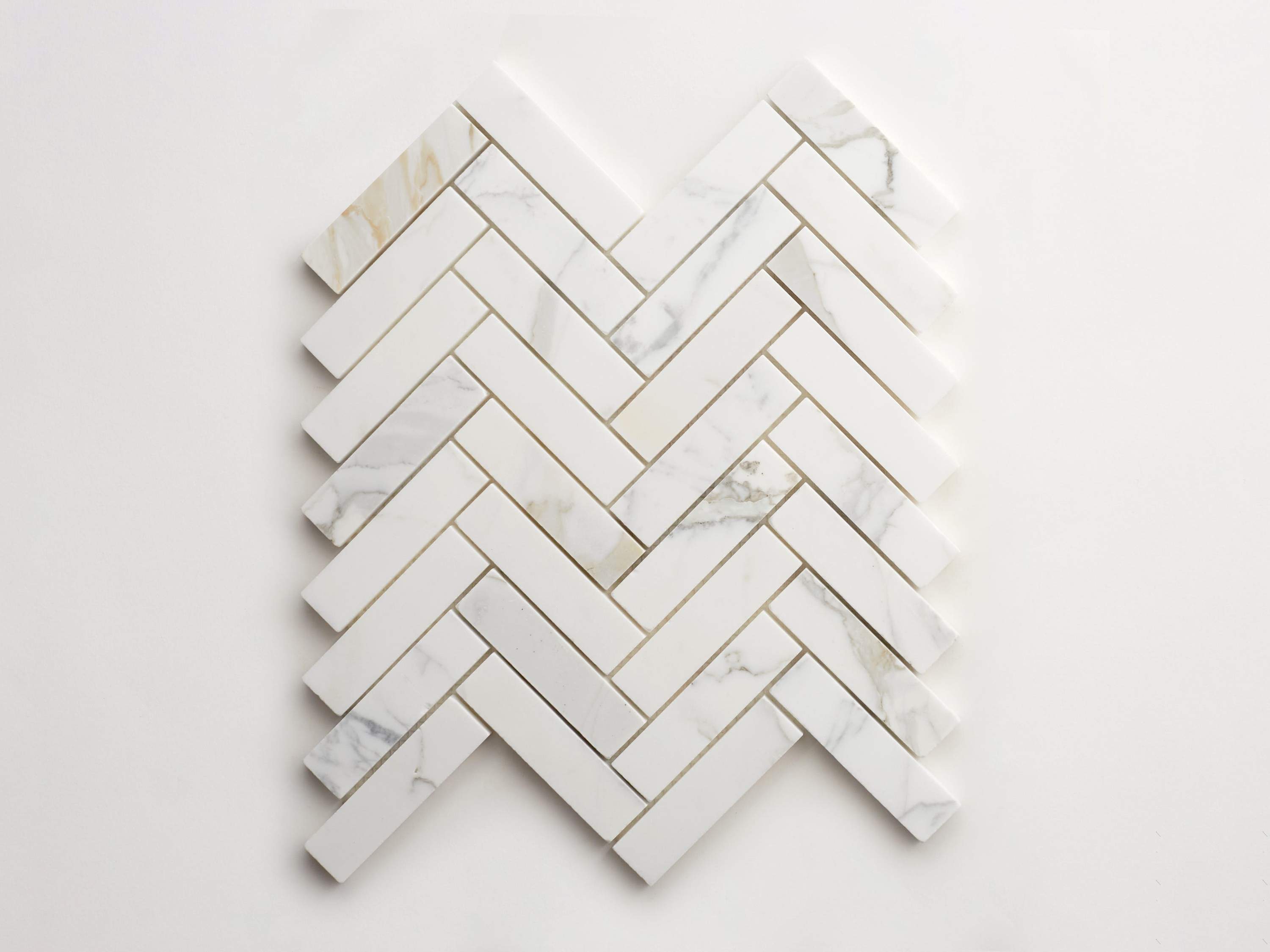 Calacatta Herringbone Seamless Solid Core Peel & Stick Mosaic Tile