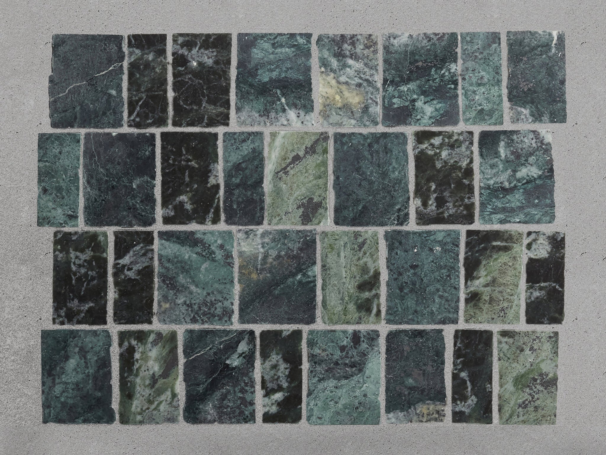 lapidary | rough cut mosaic sheet | mosaic verde marble (standard joint) ~ 11.125"x12.25"x0.375"