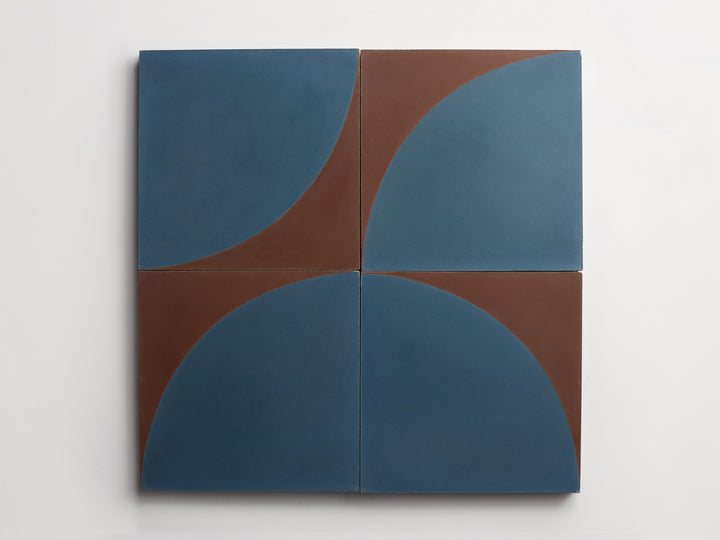 cement | arc | federal blue + dark chocolate ~ 8"x8"x0.625"