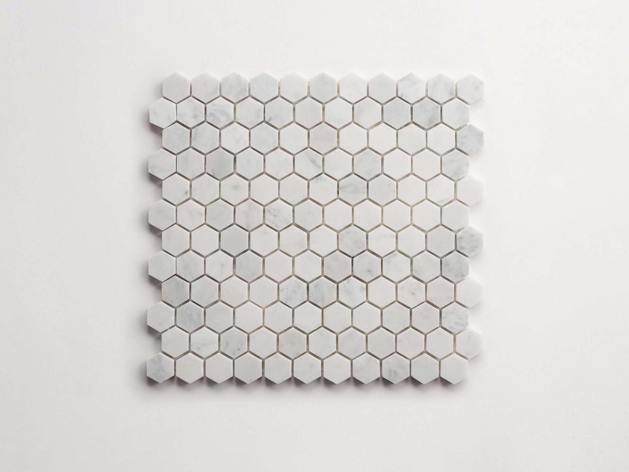 clé carrara | hex mosaic sheet ~ 1"x1.125"x0.375"