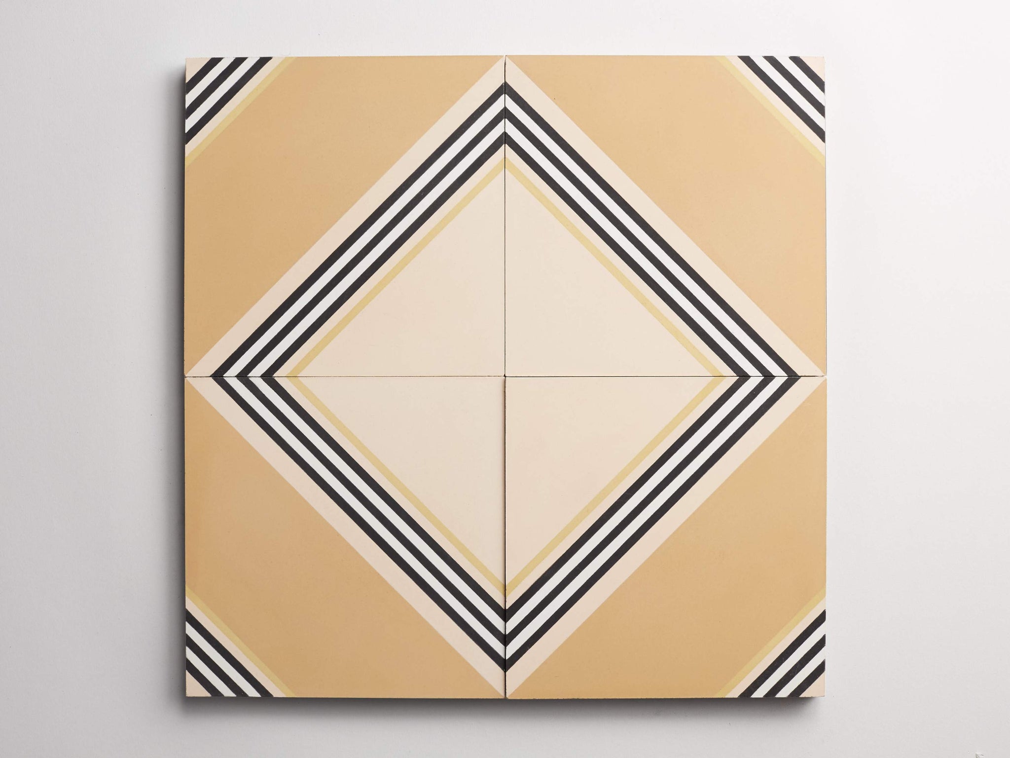 cement | gachot studios | pattern four | curry, caramel, white, black + shell ~ 8"x8"x0.625"