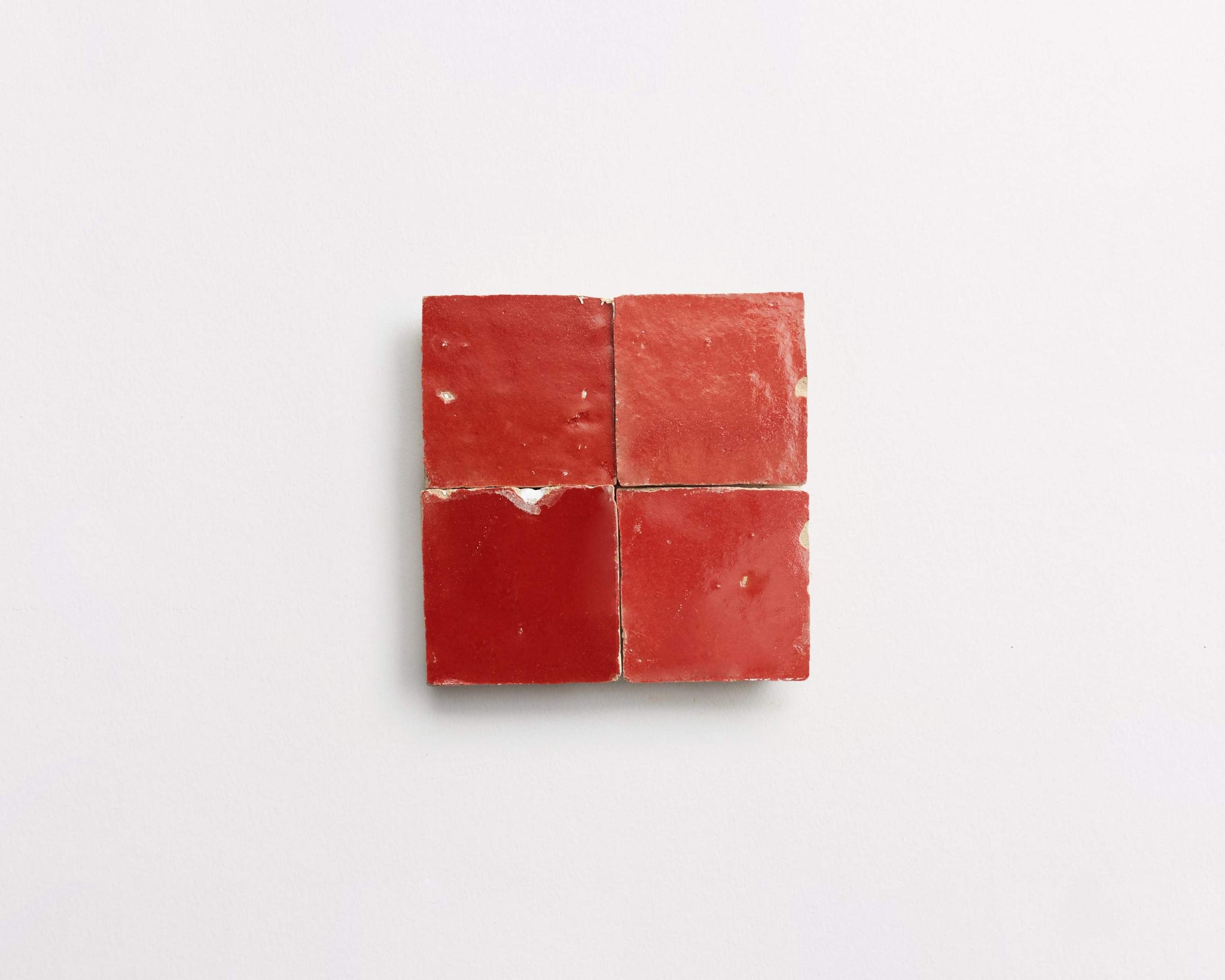 zellige | palace red | mounted square ~ 2"x2"x0.375"