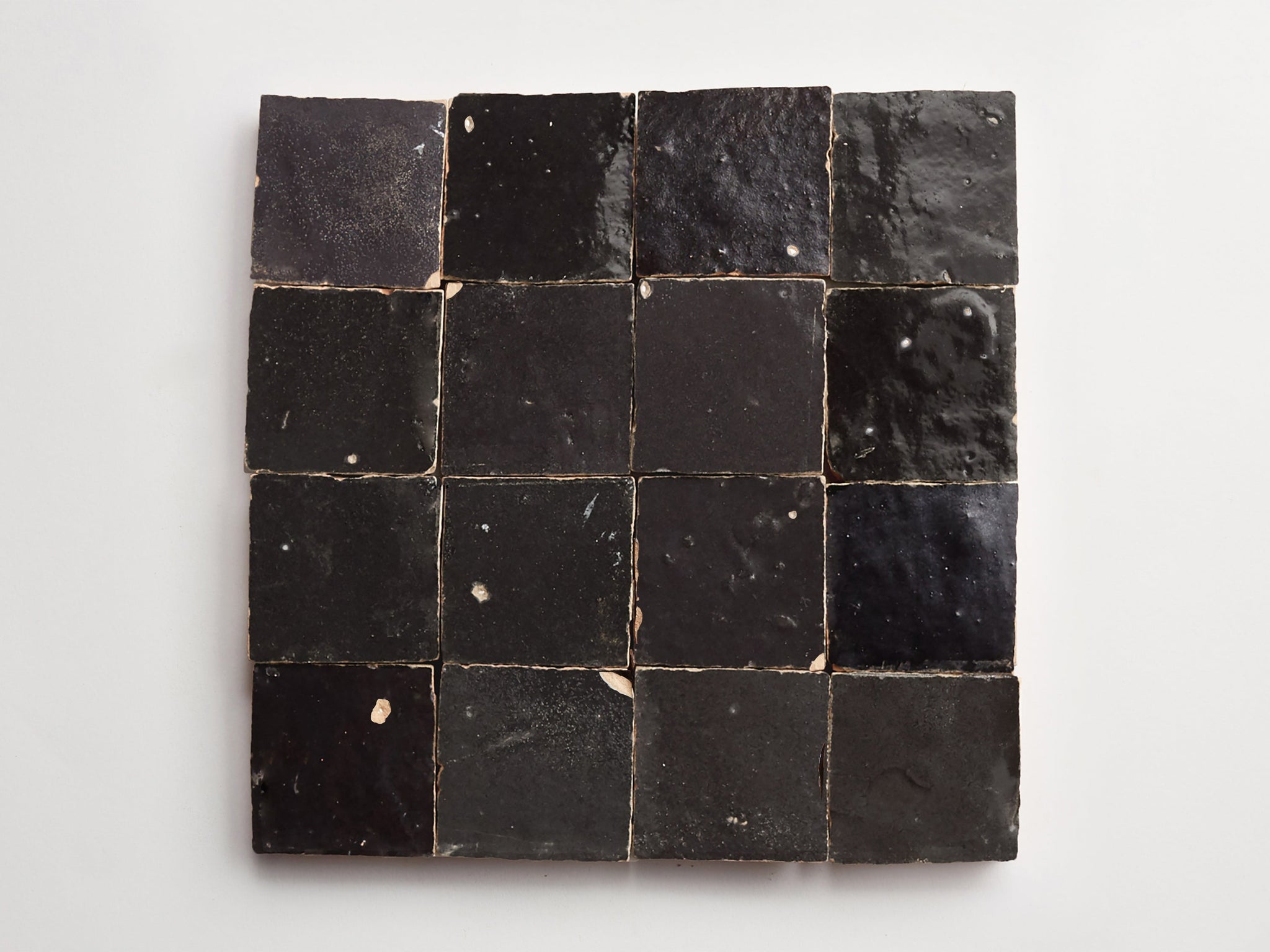 zellige | charred cedar (textured satin) | unmounted square ~ 2"x2"x0.375"