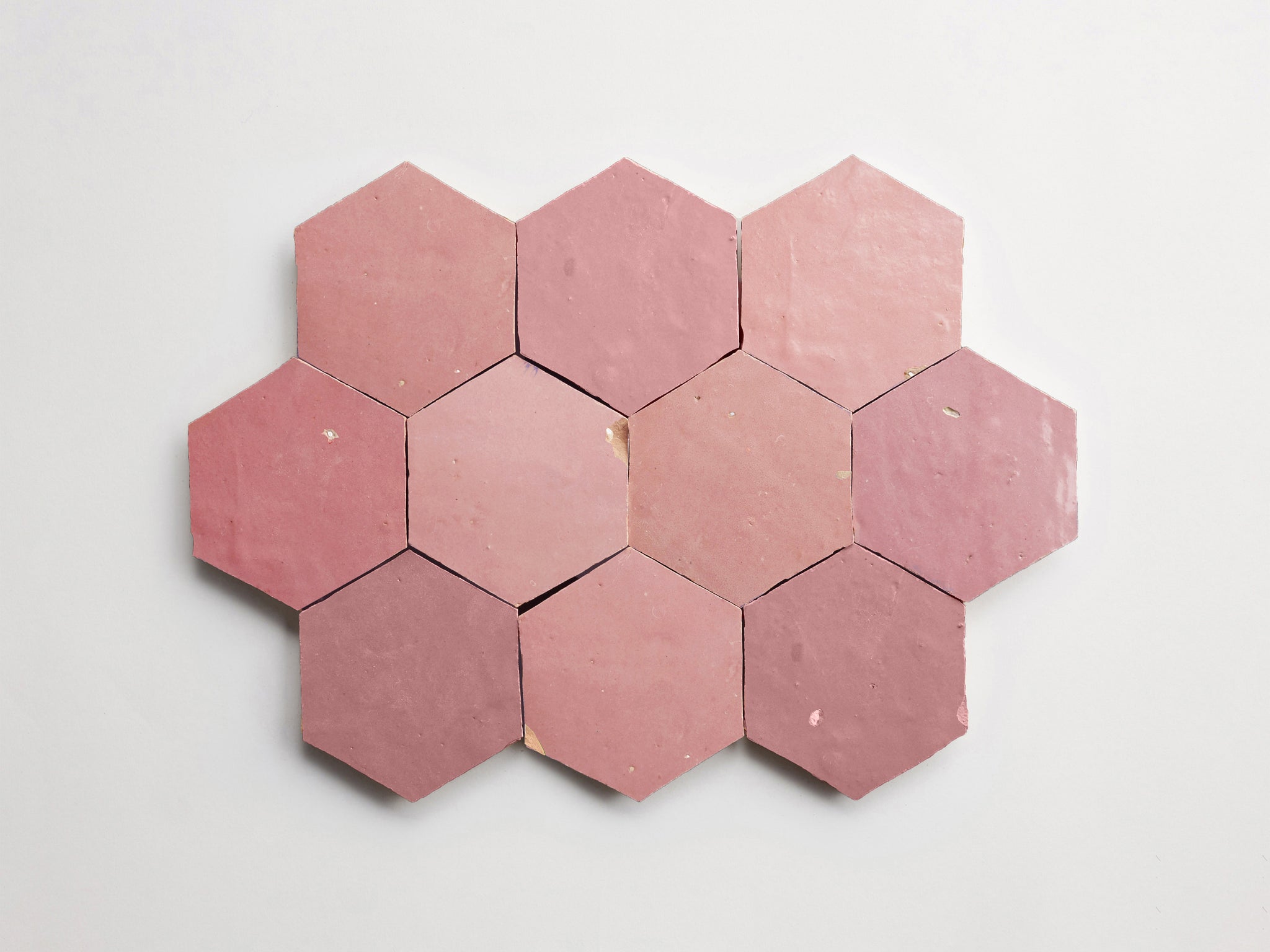 zellige | vintage rose | hex ~ 3.5"x4"x0.375"