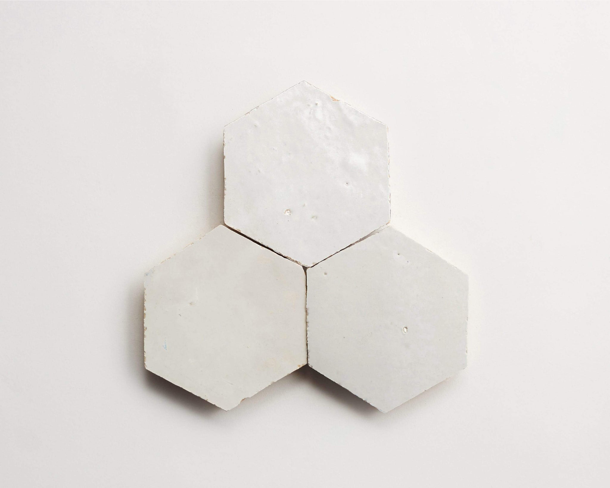 zellige | weathered white | hex ~ 3.5"x4"x0.375"