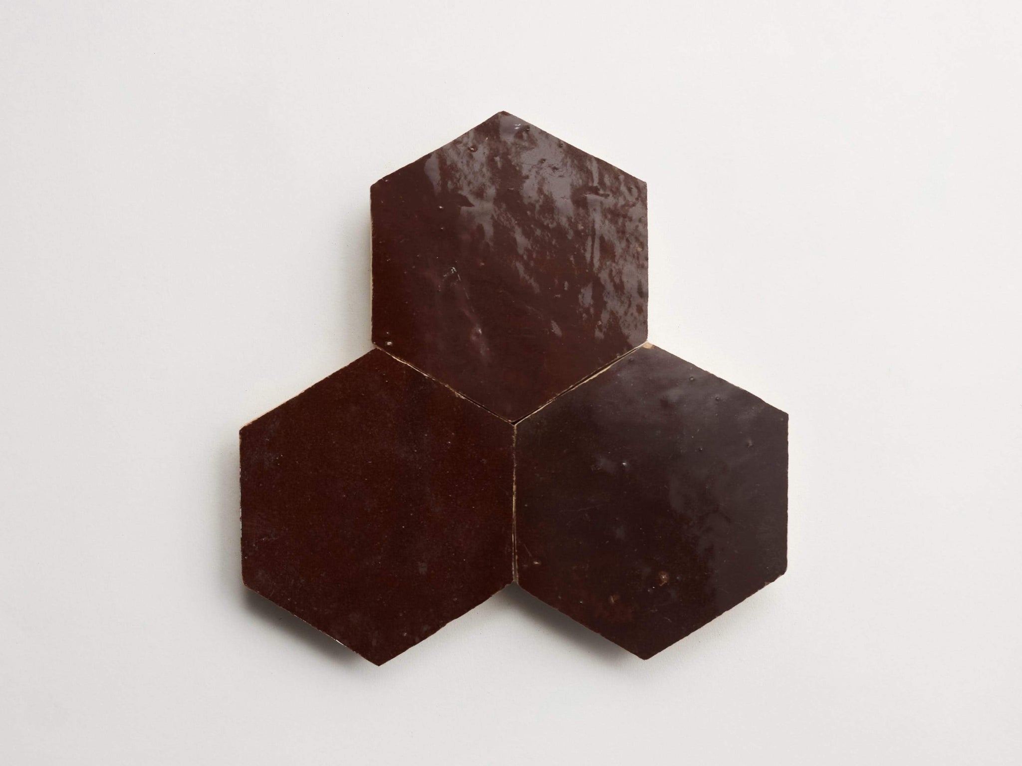 zellige | argan brown | hex ~ 3.5"x4"x0.375"