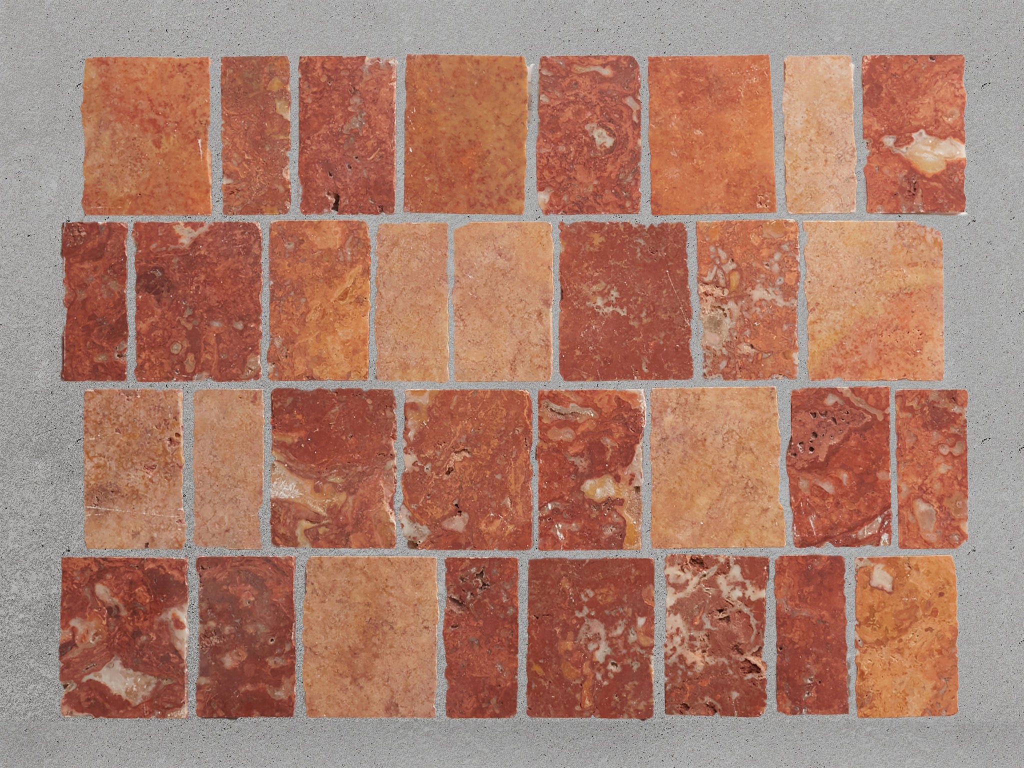 lapidary | rough cut mosaic sheet | mosaic red travertine (standard joint) ~ 11.125"x12.25"x0.375"