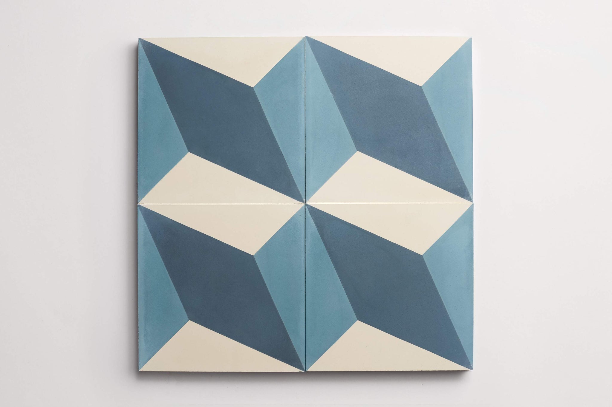 cement | diamond twist | federal blue, powder teal + plaster ~ 8"x8"x0.625"