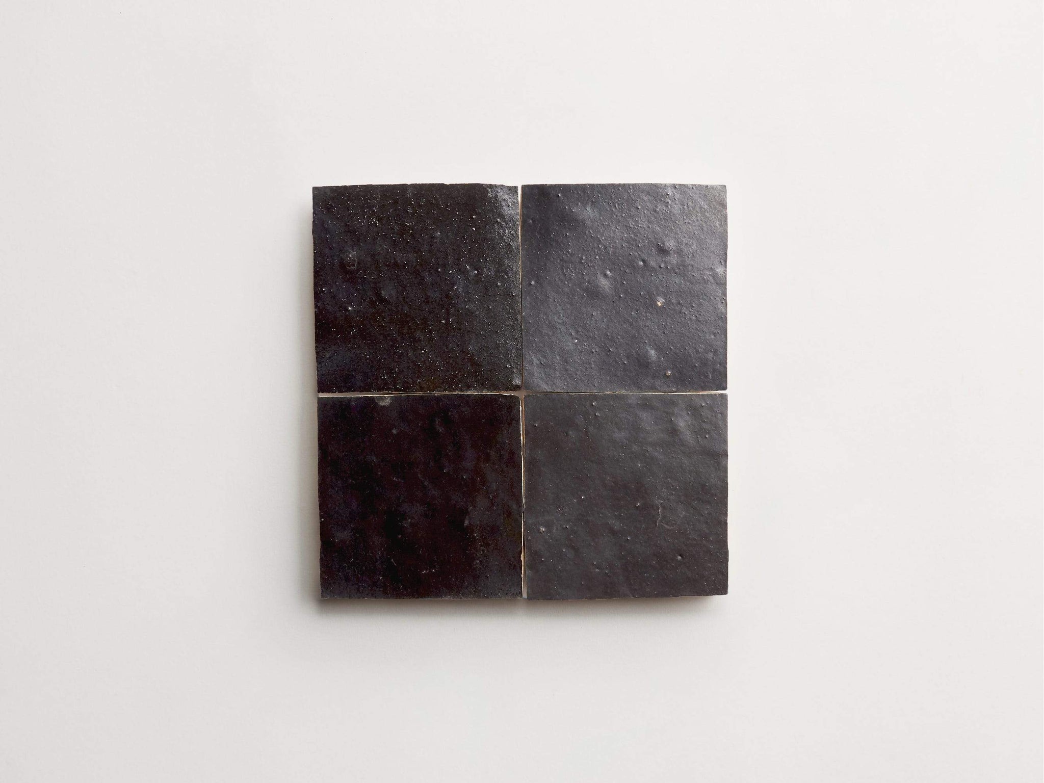 zellige | charred cedar (textured satin) | square ~ 4"x4"x0.375"