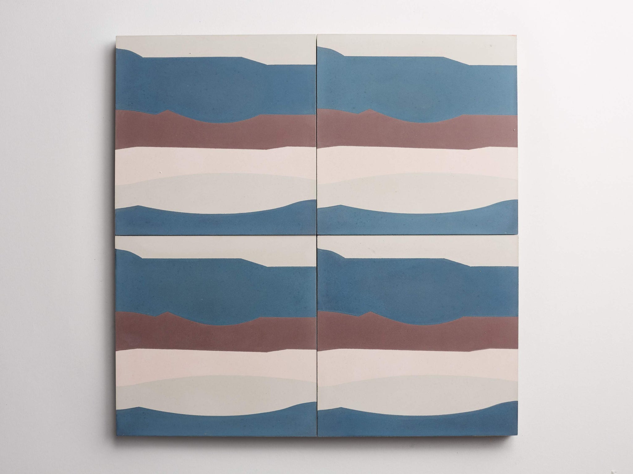 cement | erica tanov | baccio pattern a | federal blue, mocha, stone + taro ~ 8"x8"x0.625"