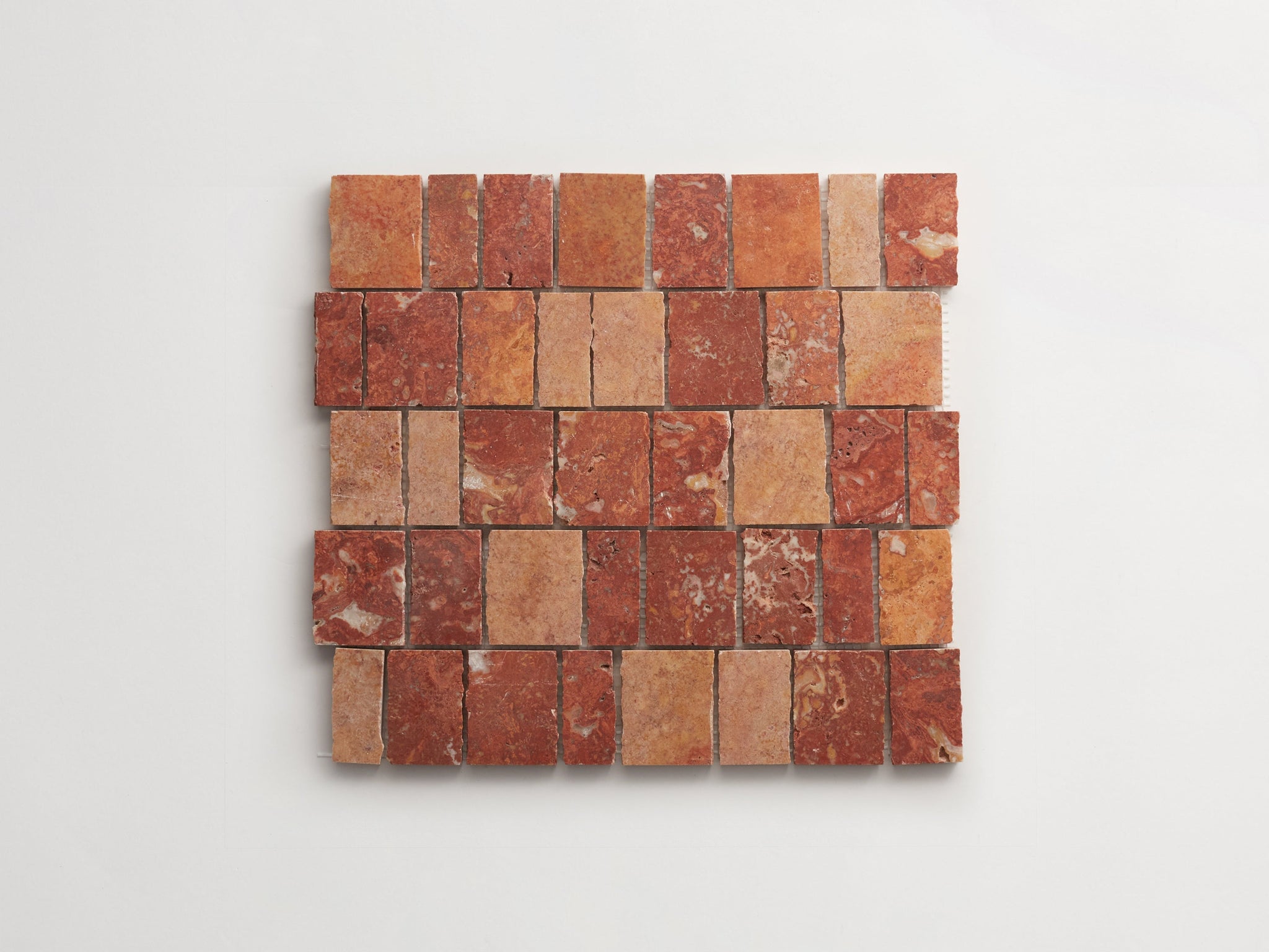 lapidary | rough cut mosaic sheet | mosaic red travertine (standard joint) ~ 11.125"x12.25"x0.375"