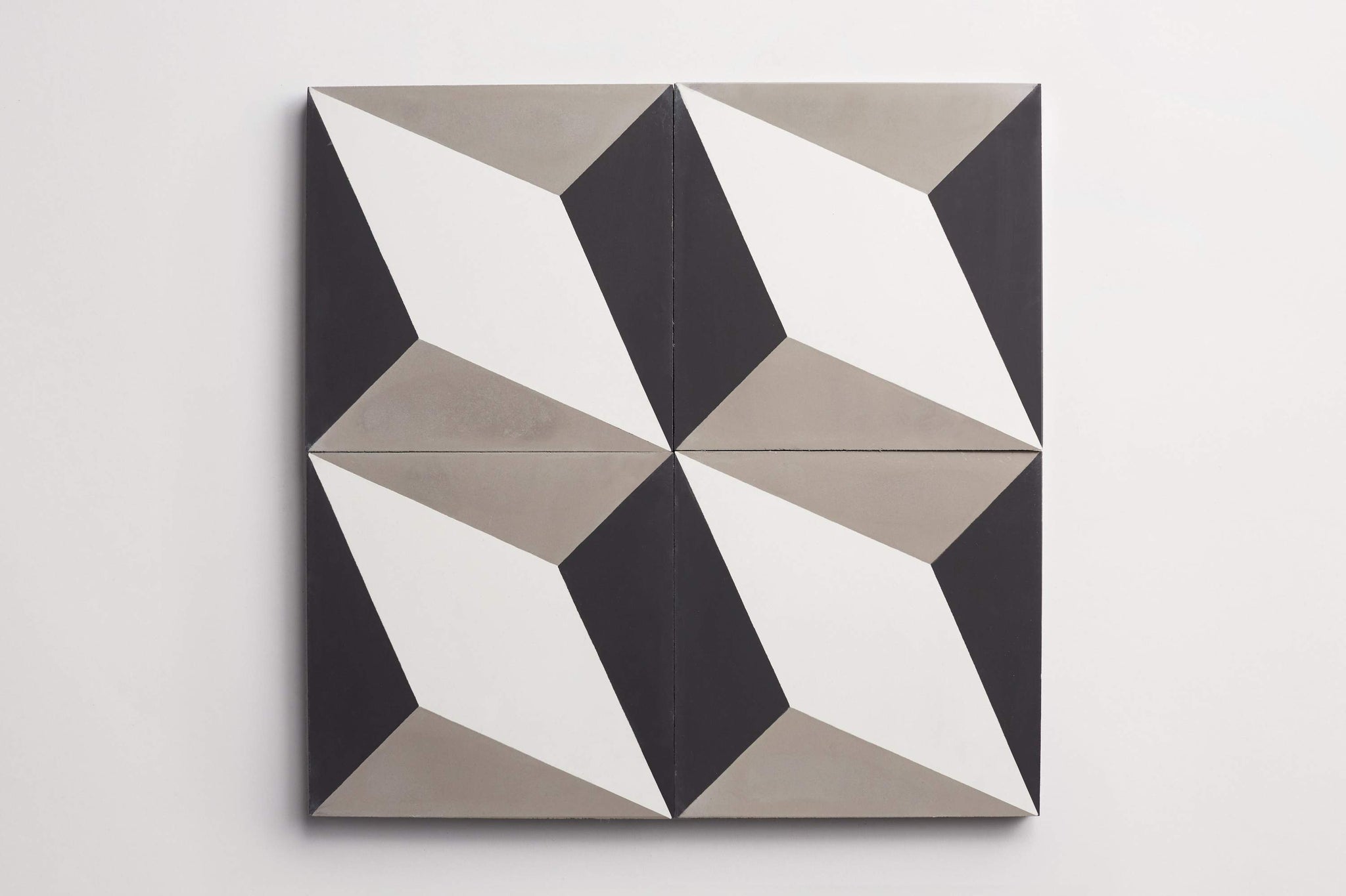 cement | diamond twist | black, white + metal ~ 8"x8"x0.625"