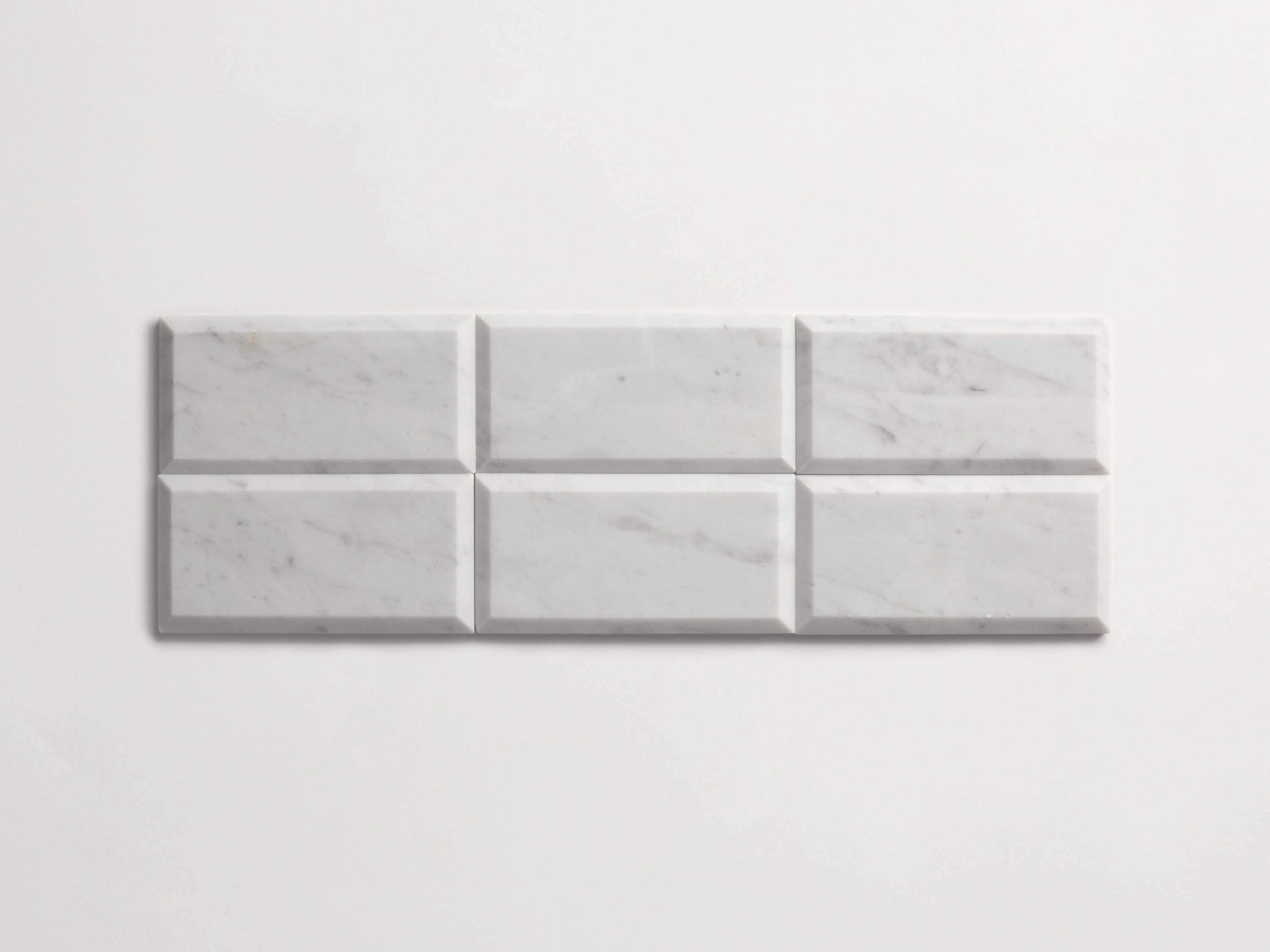 clé carrara | beveled subway ~ 3"x6"x0.375"