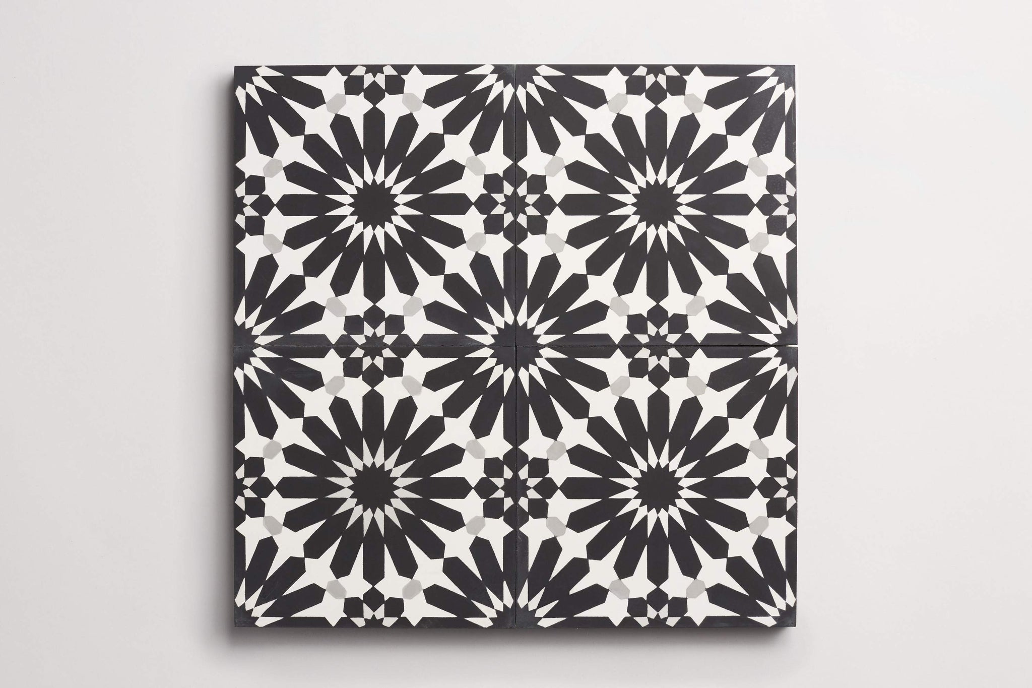 cement | alhambra | black, white + ash ~ 8"x8"x0.625"