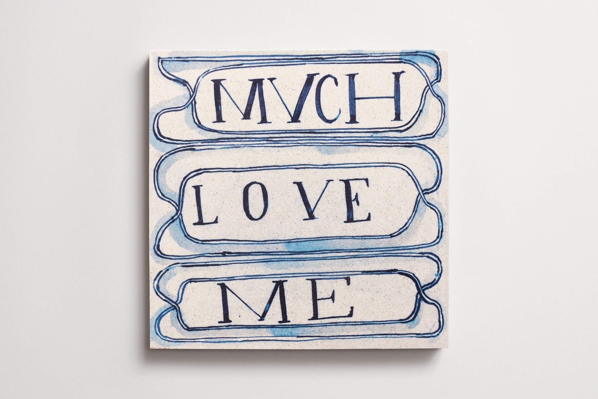 ruan hoffmann | much love me | mlm | delft blue ~ 12"x12"x0.375"