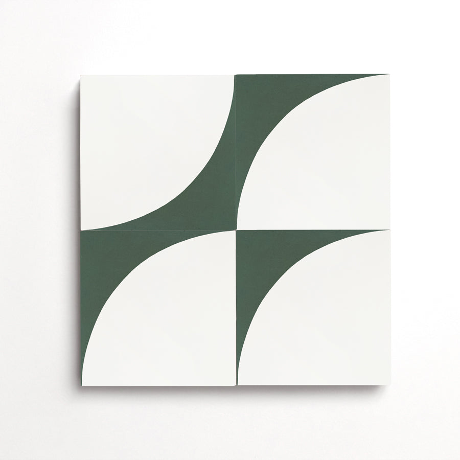 cement| arc | white + leaf | square ~ 8"x8"x0.625"