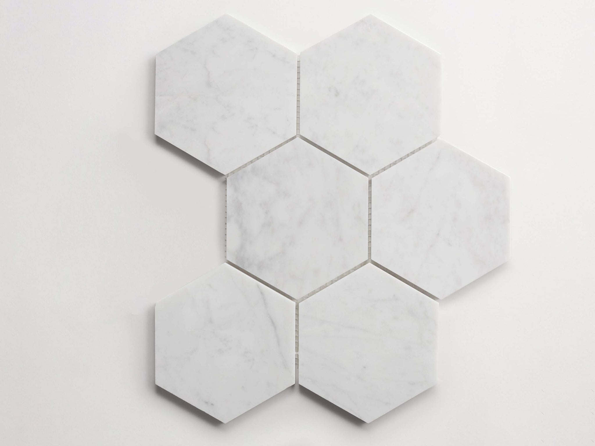 clé carrara | six hex mosaic sheet ~ 5"x5.75"x0.375"