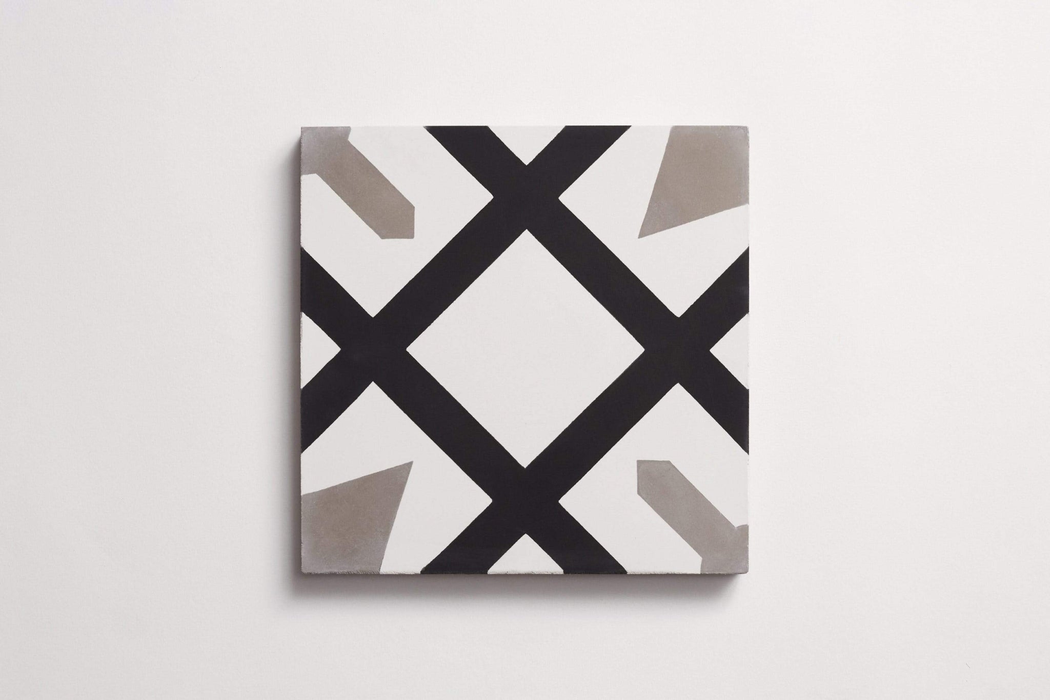 cement | harold | white, black + metal ~ 8"x8"x0.625"