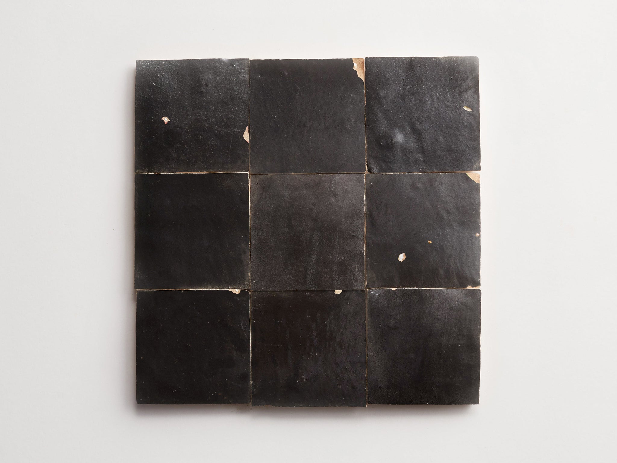 zellige | charred cedar (textured satin) | square ~ 4"x4"x0.375"