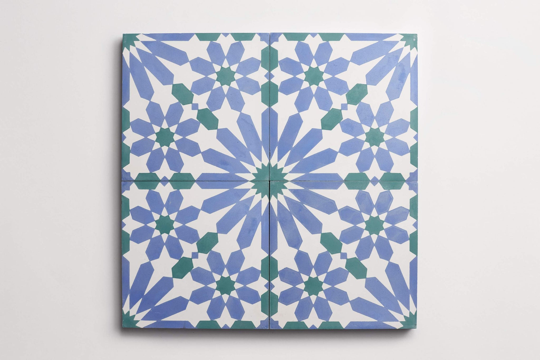 cement | moroccan one andalucia | nautical blue, white + kelly ~ 8"x8"x0.625"