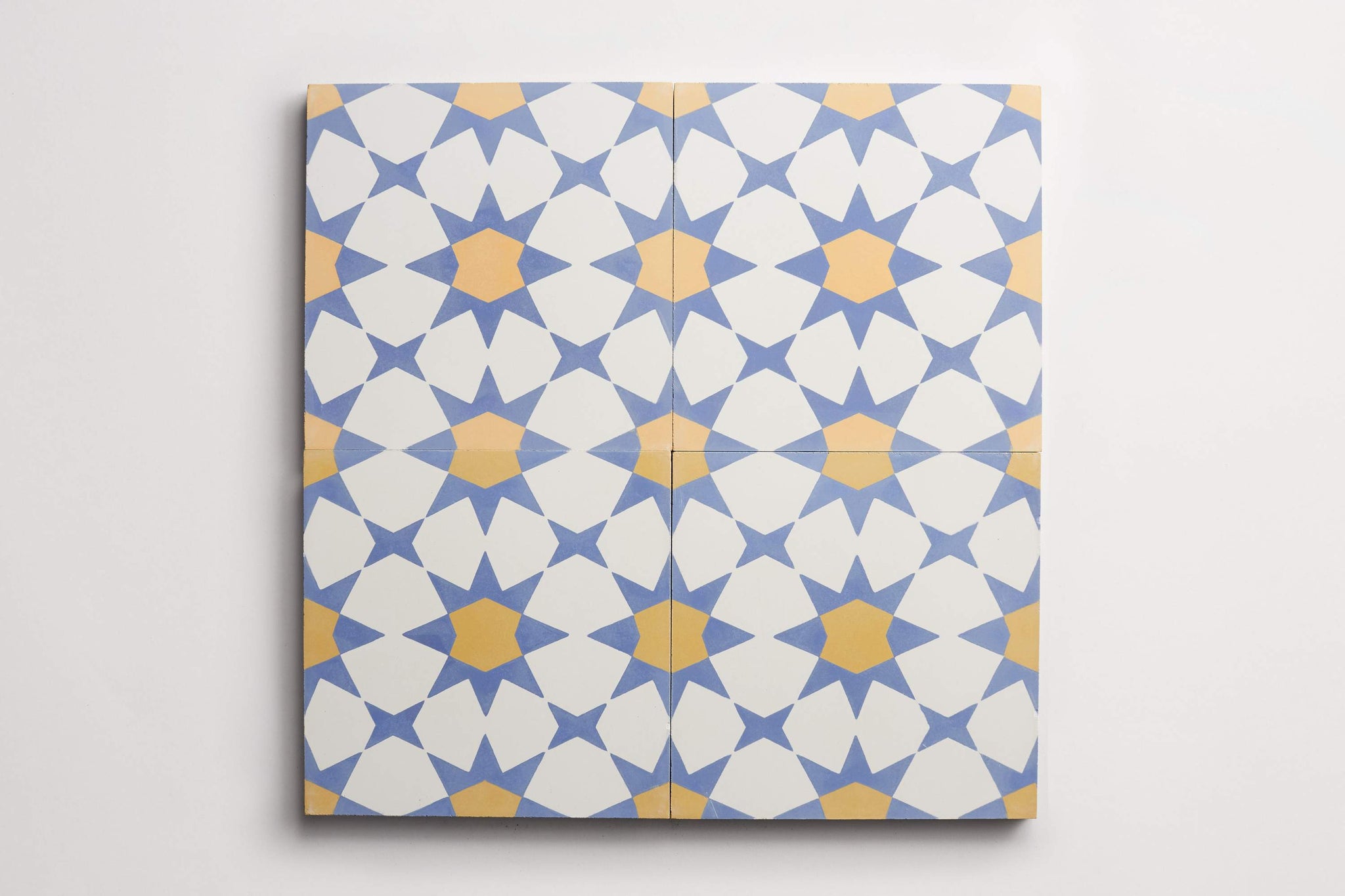 cement | moroccan 3 fez | nautical blue, white + curry ~ 8"x8"x0.625"