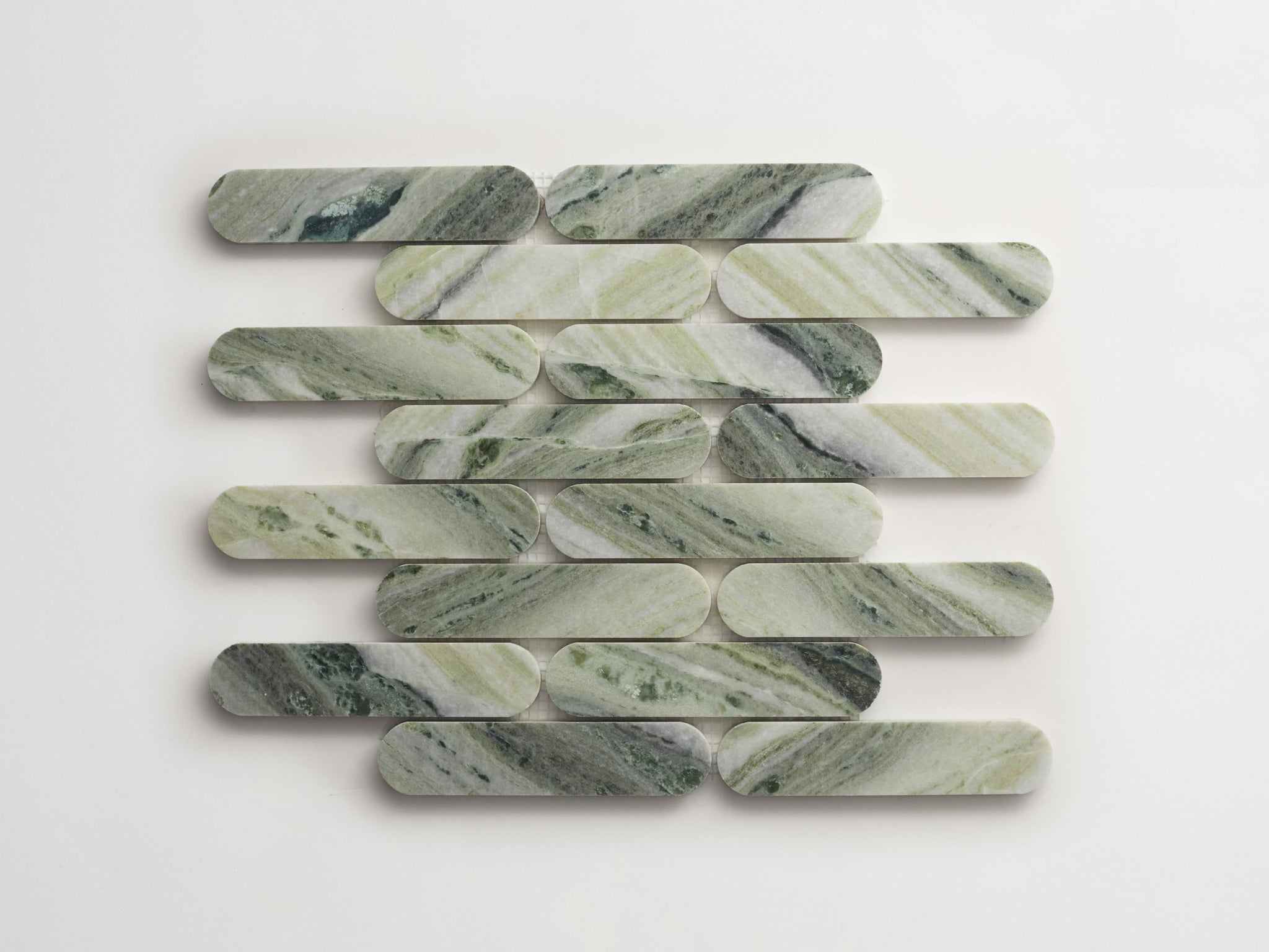 lapidary | oval petit mosaic sheet | jade green ~ 1.375"x6"x0.375"