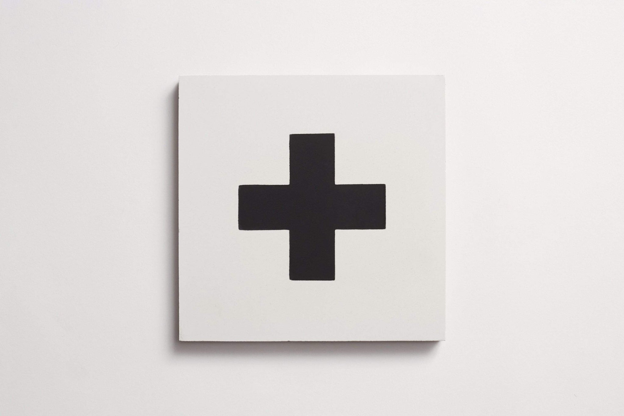 cement | swiss cross | white + black ~ 8"x8"x0.625"