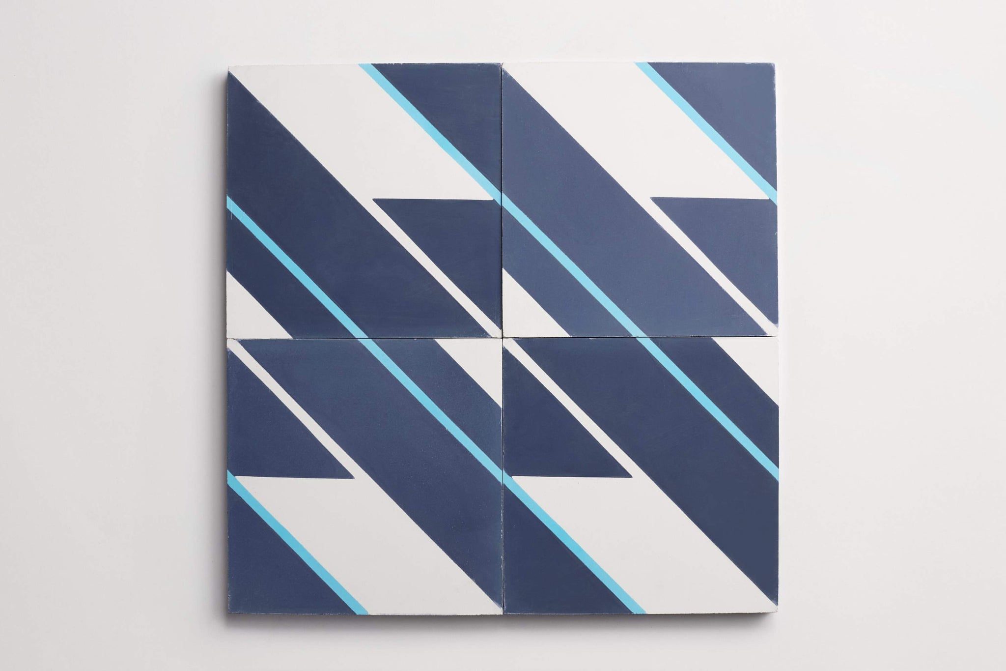 cement | coletivo muda | central pattern a | himalaya, white + happy blue ~ 8"x8"x0.625"