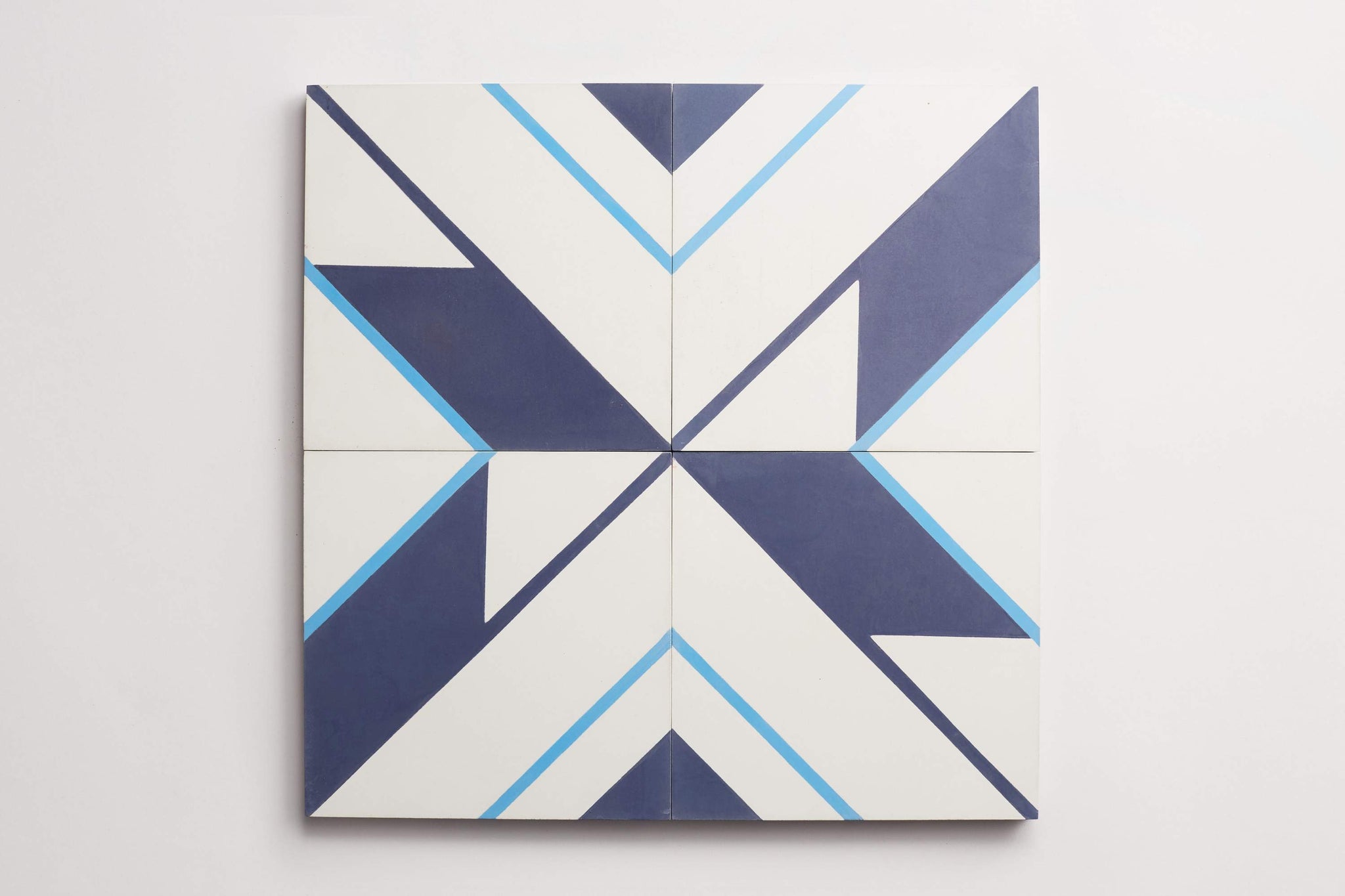 cement | coletivo muda | central pattern b | white, himalaya + happy blue ~ 8"x8"x0.625"