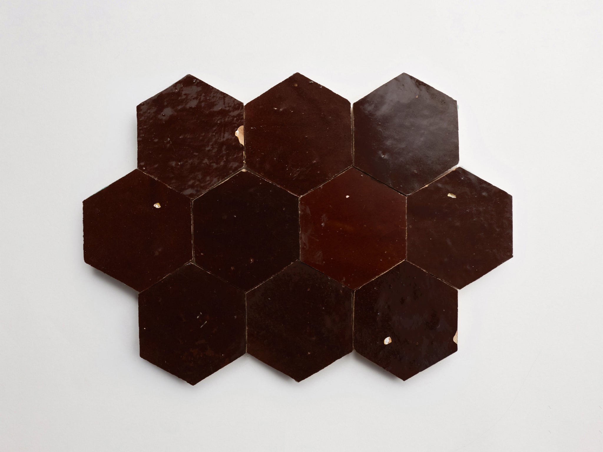 zellige | argan brown | hex ~ 3.5"x4"x0.375"