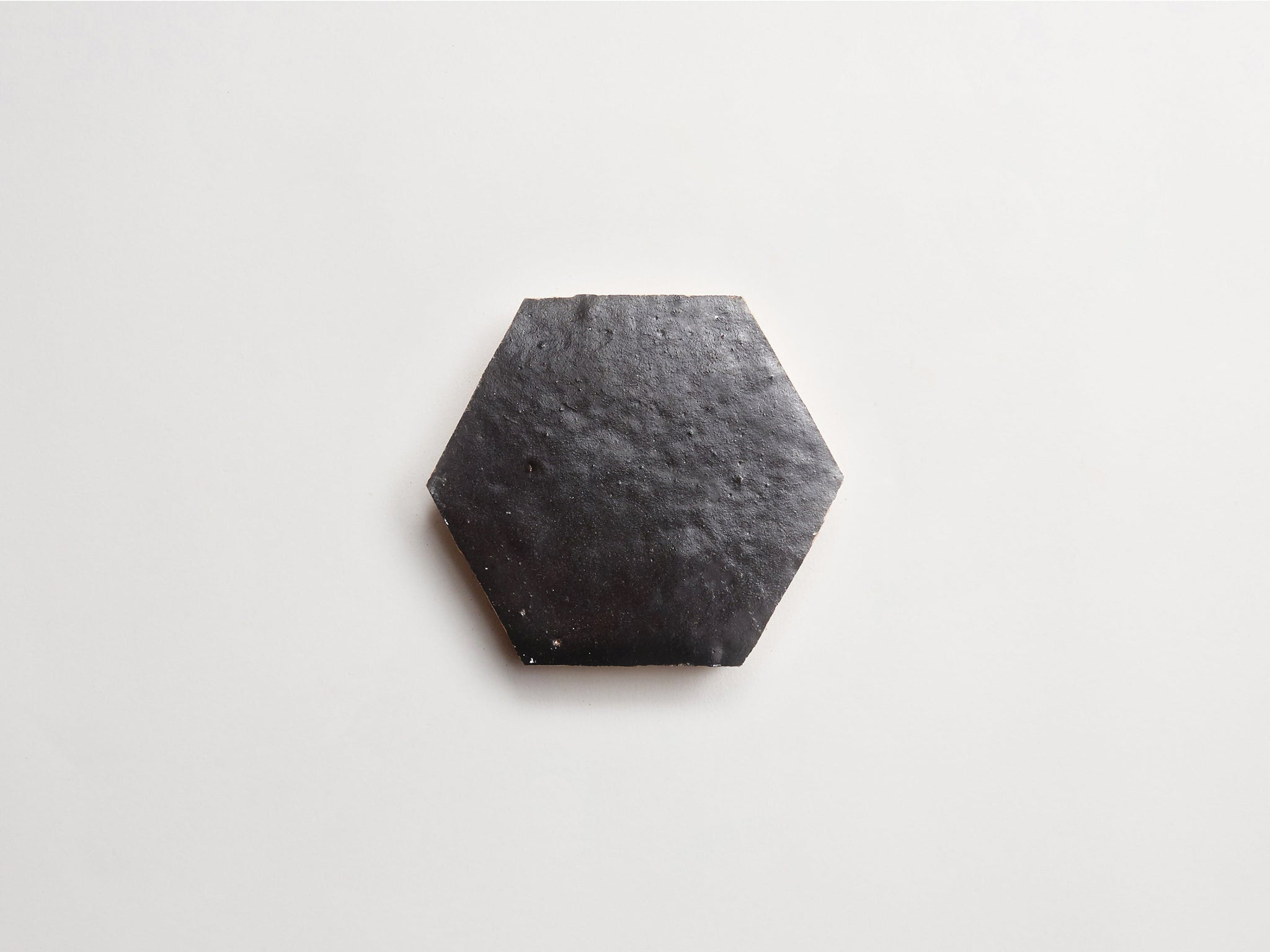 zellige | charred cedar (textured satin) | hex ~ 3.5"x4"x0.375"