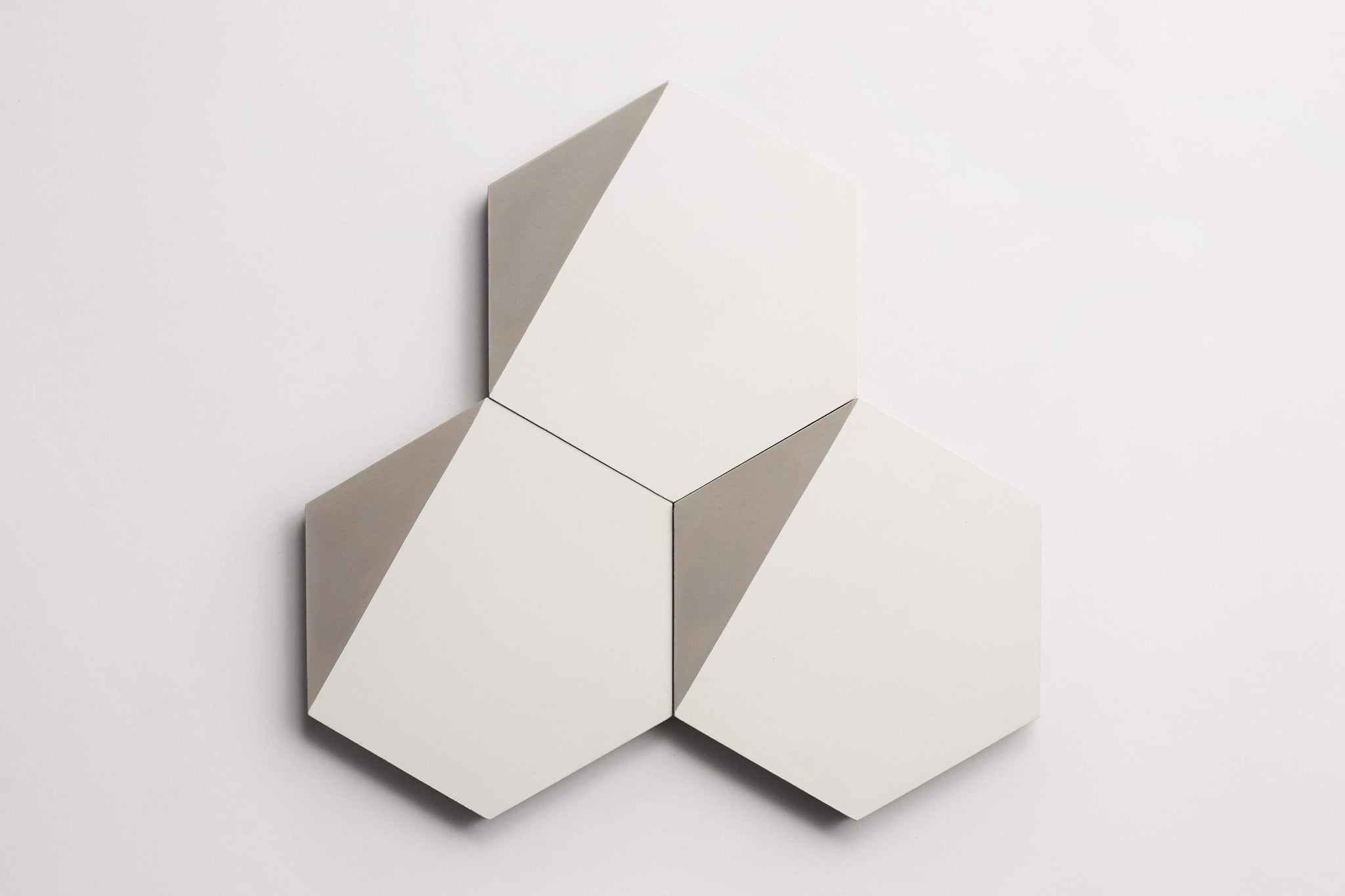 cement | hex clip | white + metal | hex ~ 9"x8"x0.625"