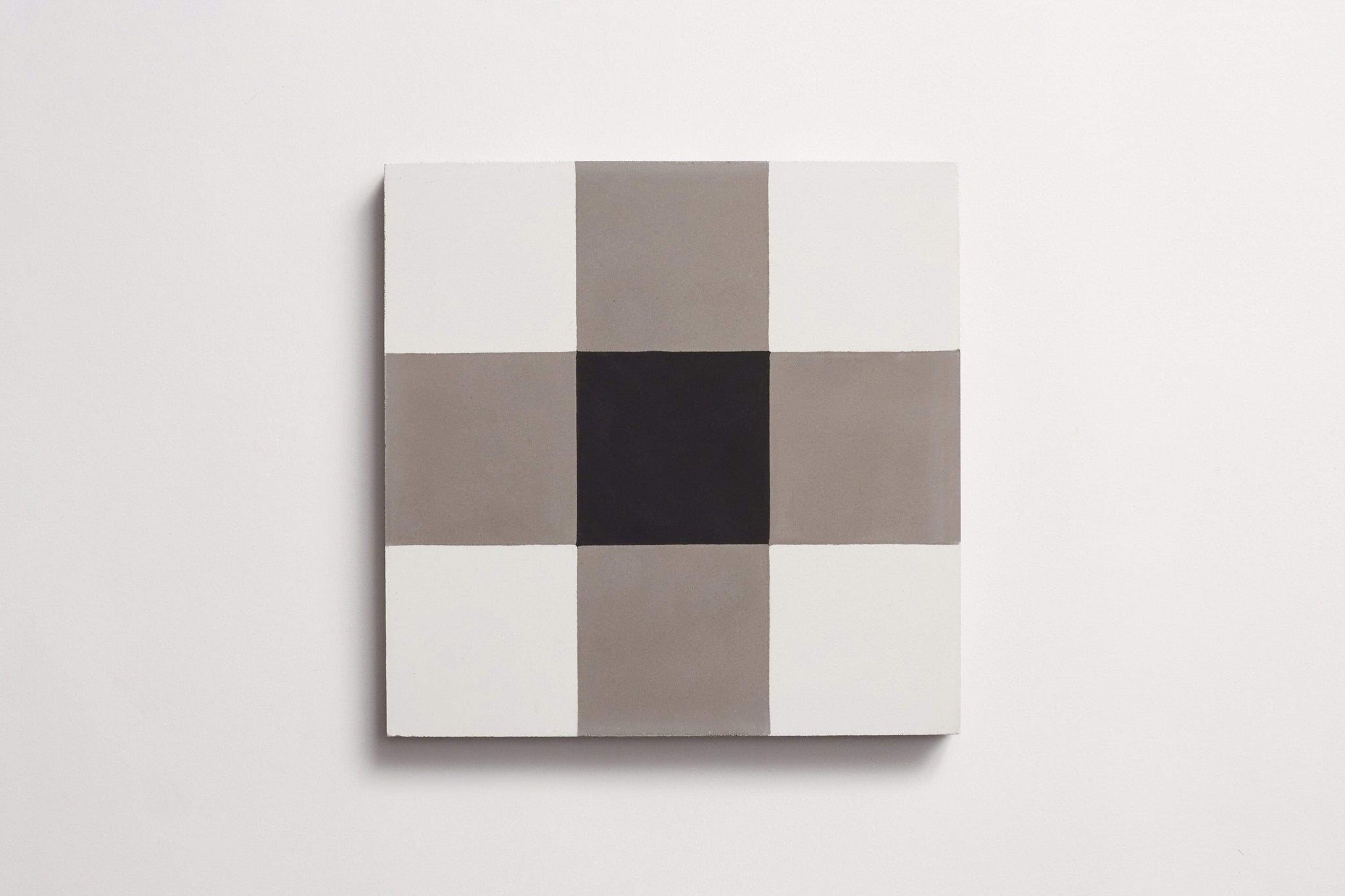 cement | checkmate | metal, white + black ~ 8"x8"x0.625"