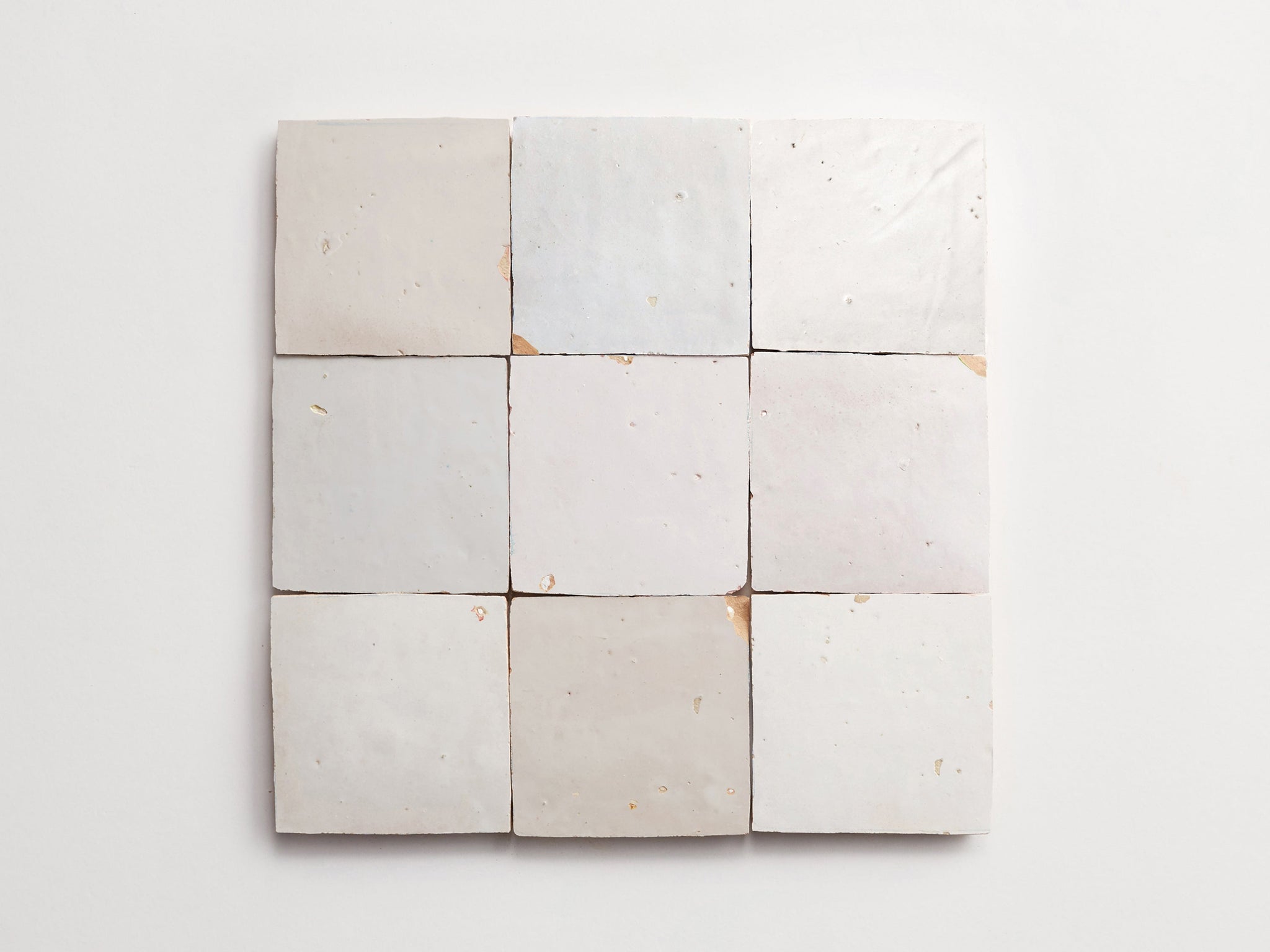 zellige | weathered white | square ~ 4"x4"x0.375"