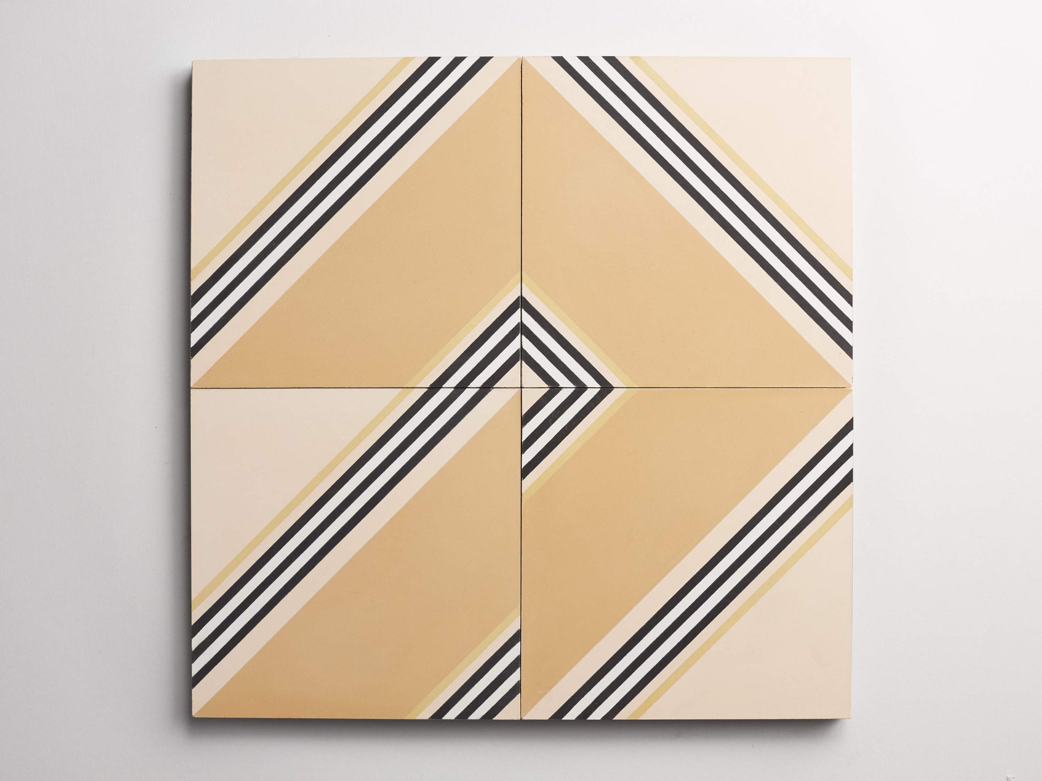 cement | gachot studios | pattern four | curry, caramel, white, black + shell ~ 8"x8"x0.625"