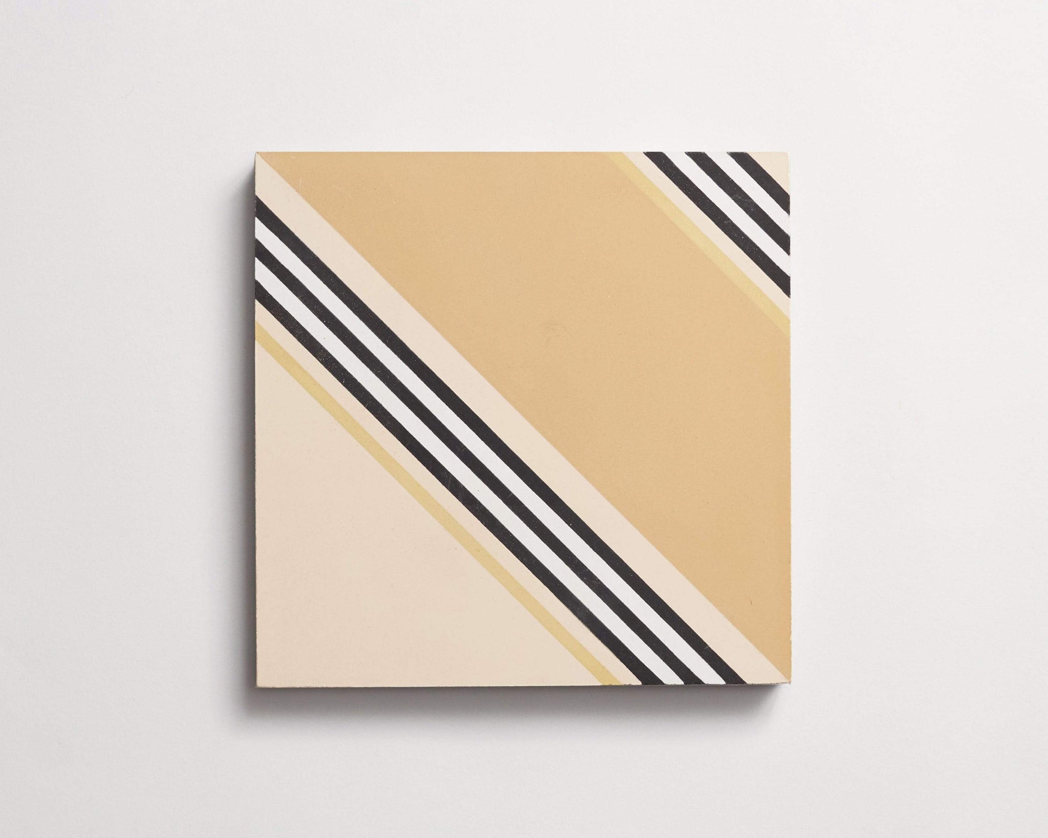 cement | gachot studios | pattern four | curry, caramel, white, black + shell ~ 8"x8"x0.625"