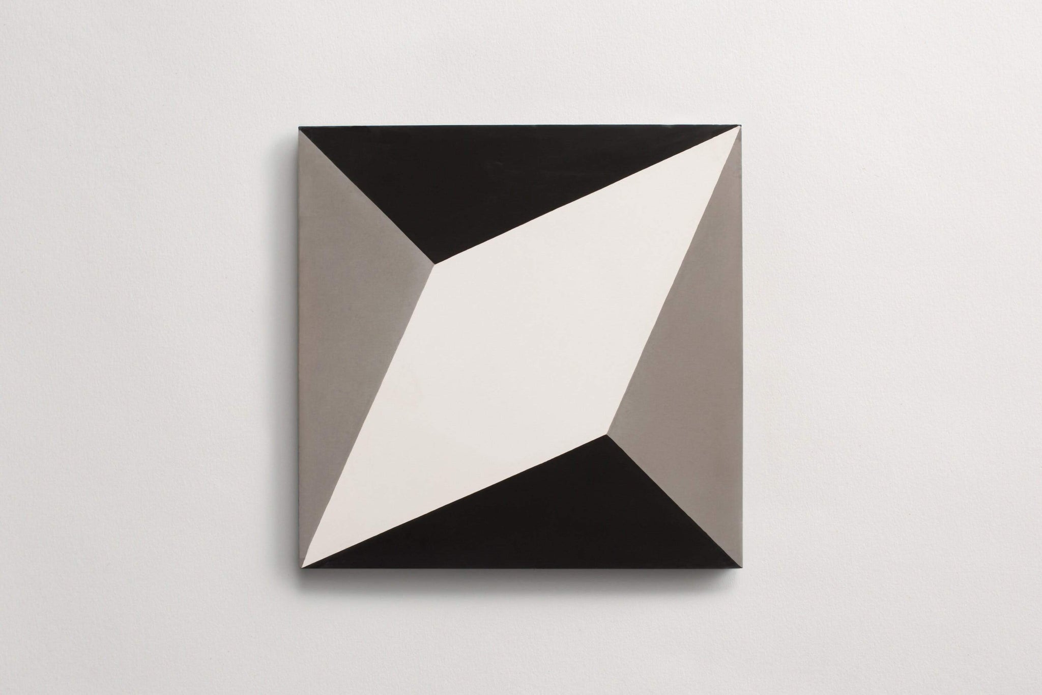 cement | diamond twist | black, white + metal ~ 8"x8"x0.625"