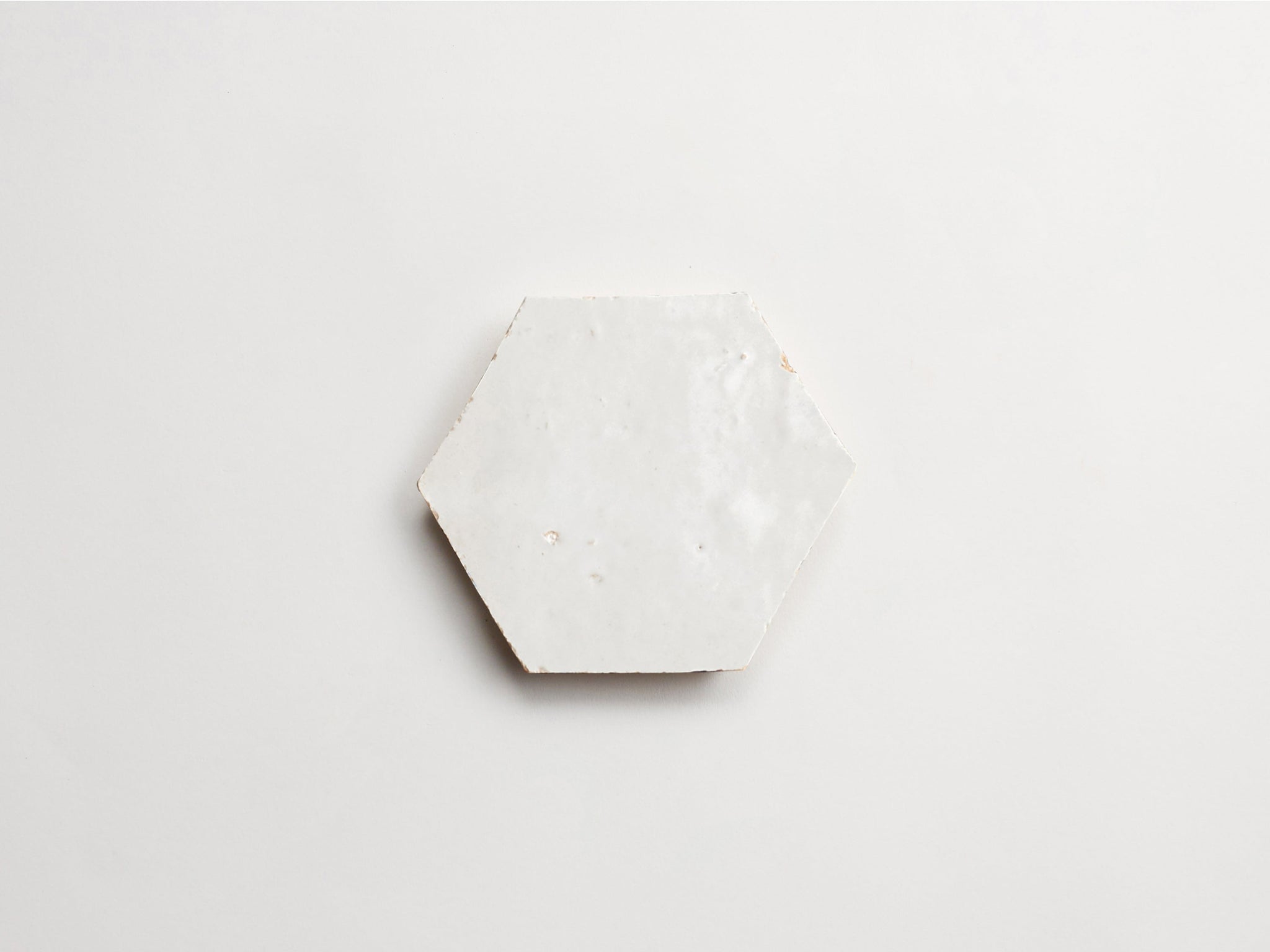 zellige | weathered white | hex ~ 3.5"x4"x0.375"