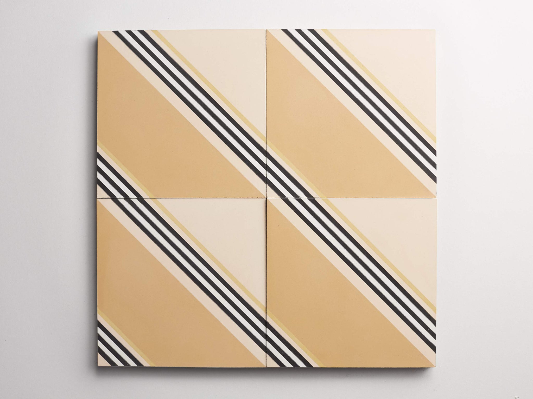 cement | gachot studios | pattern four | curry, caramel, white, black + shell ~ 8"x8"x0.625"