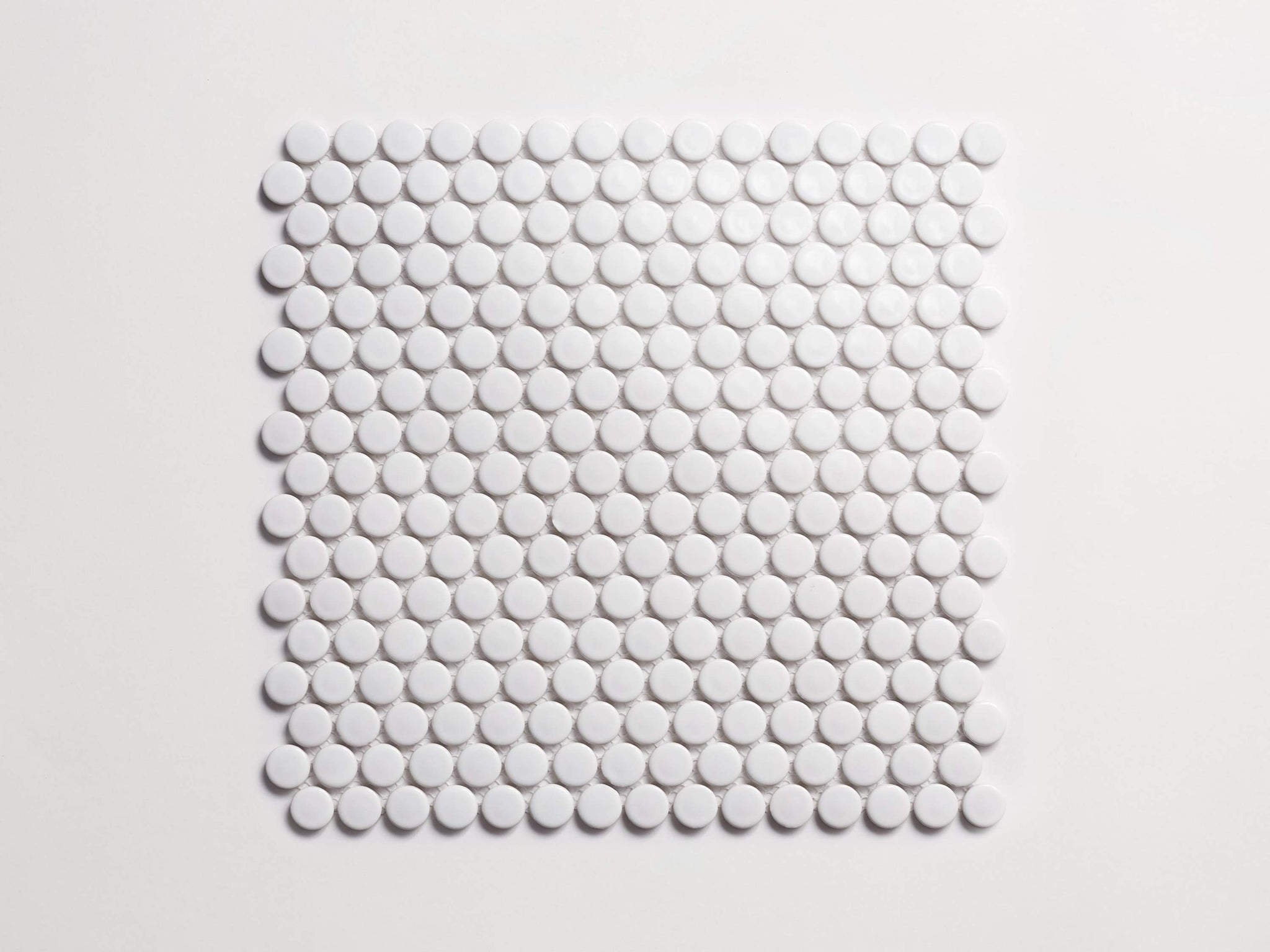 porcelain | white gloss | penny rounds mosaic sheet ~ 0.75"x0.75"x0.125"