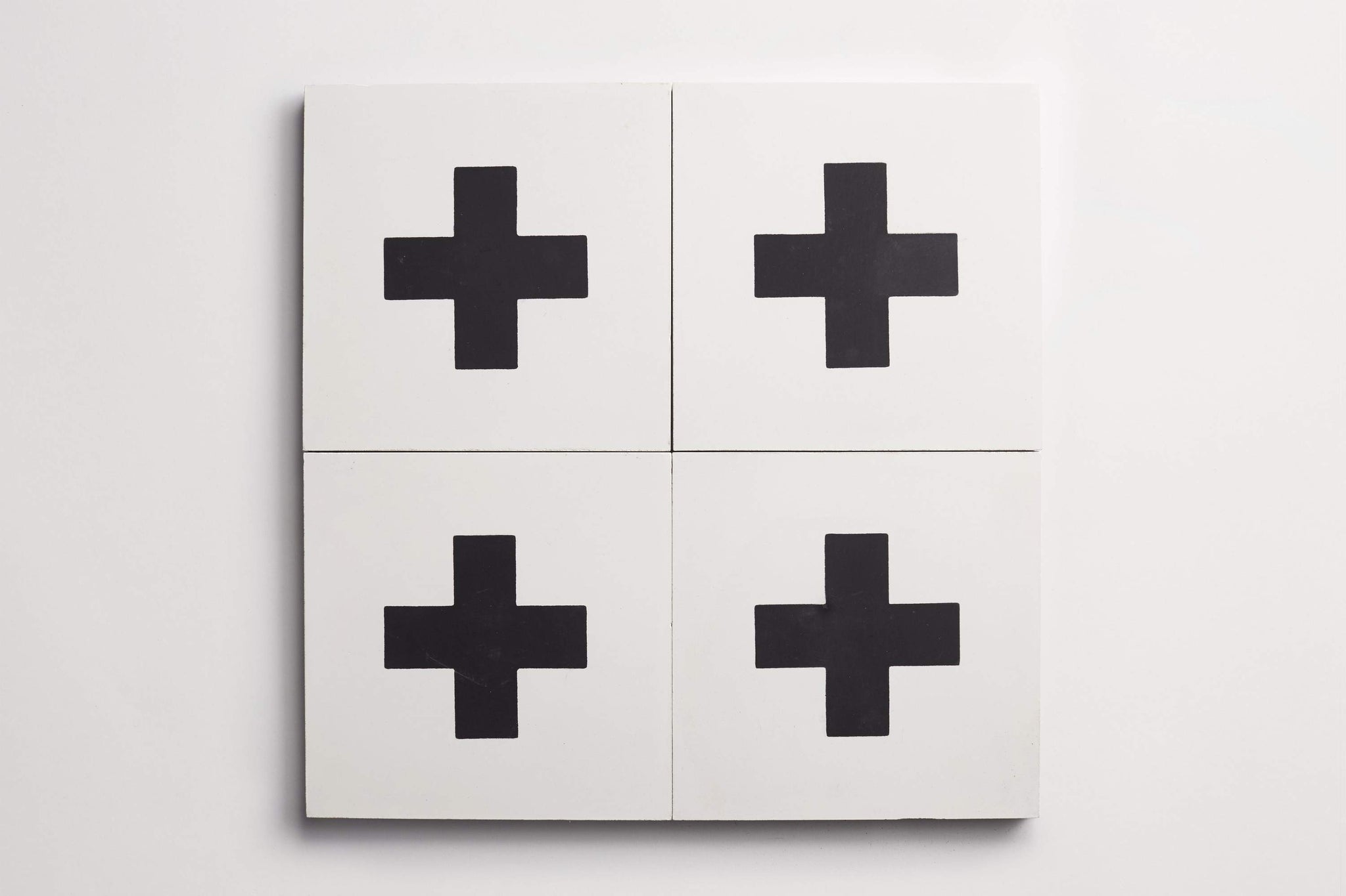 cement | swiss cross | white + black ~ 8"x8"x0.625"