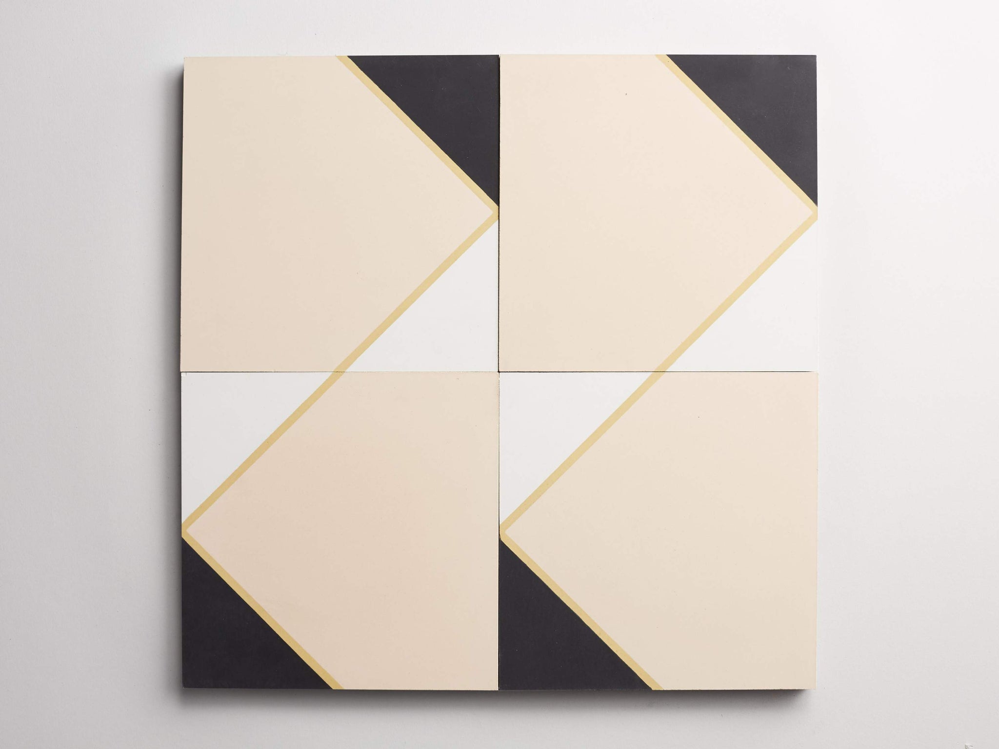 cement | gachot pattern five | shell, black, white + curry ~ 8"x8"x0.625"