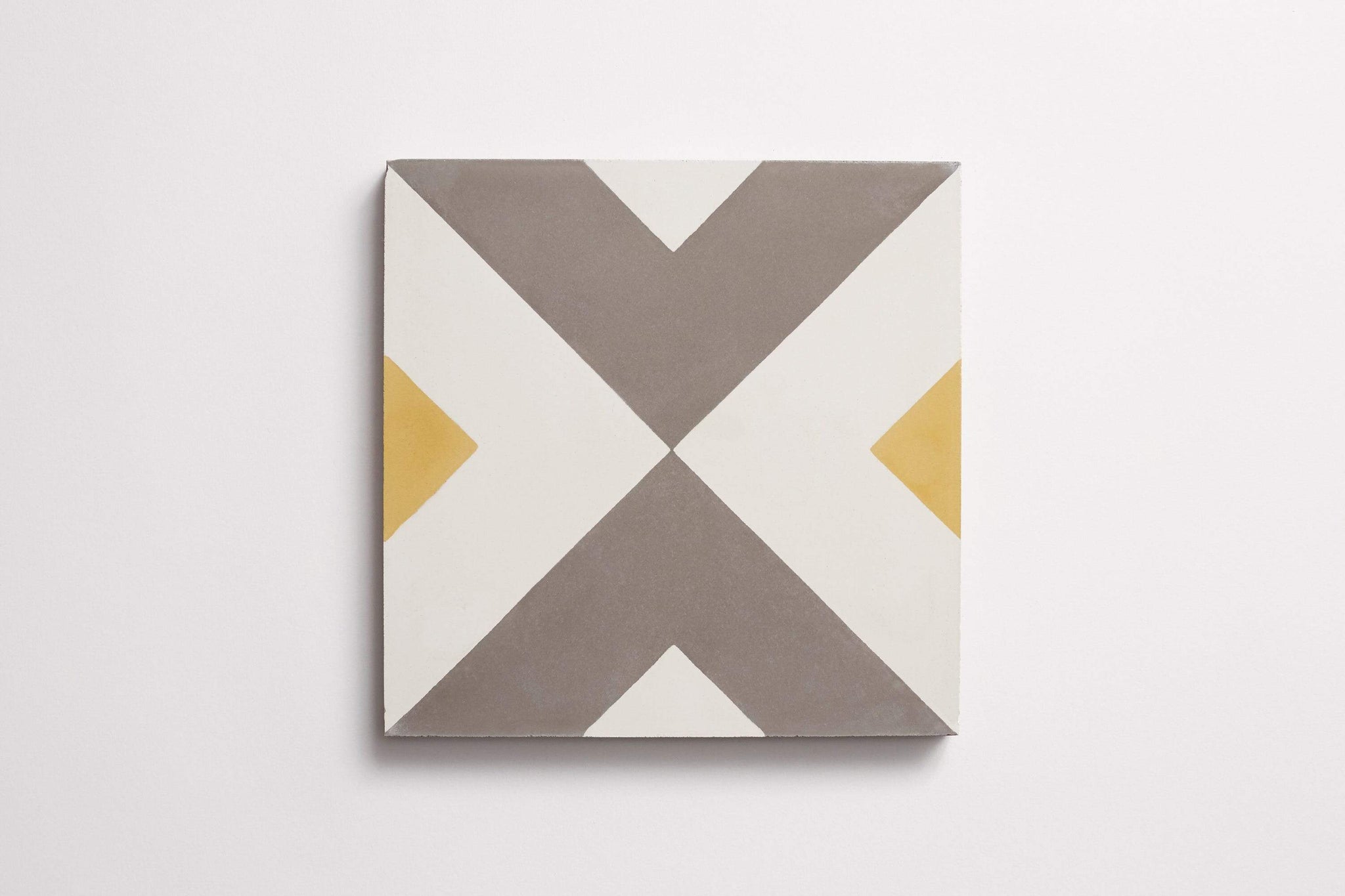 cement | checkered past | white, metal + curry ~ 8"x8"x0.625"