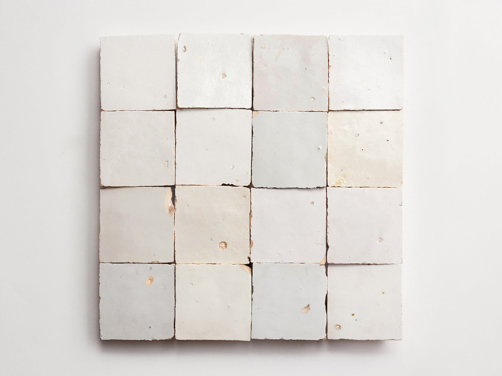 zellige | weathered white | unmounted square ~ 2"x2"x0.375"