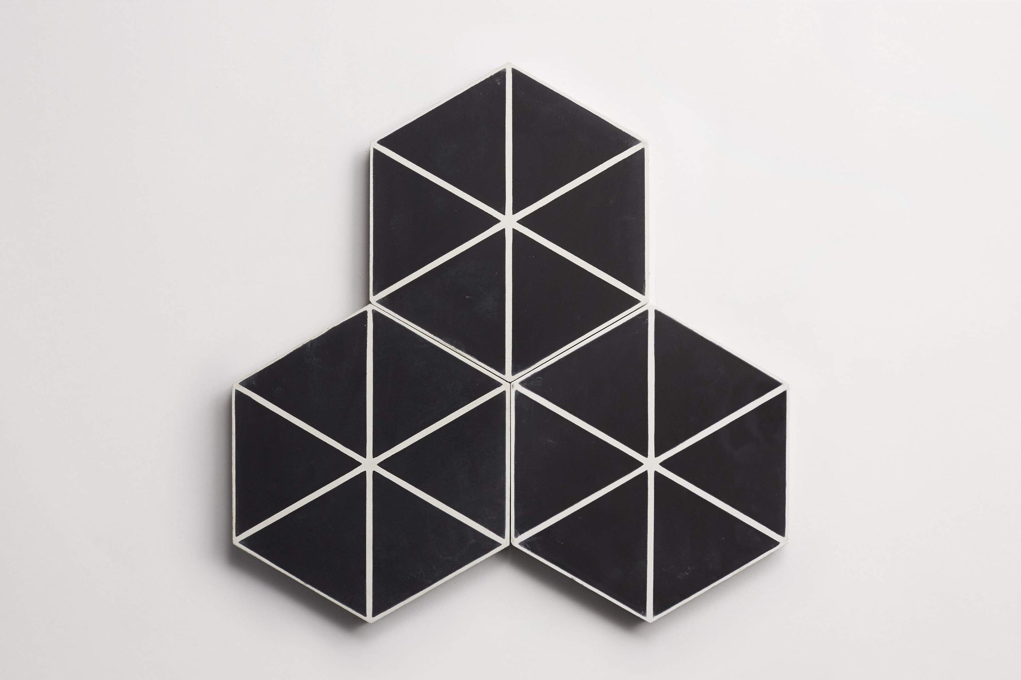 cement | try angle line | black + white | hex ~ 9"x9"x0.625"