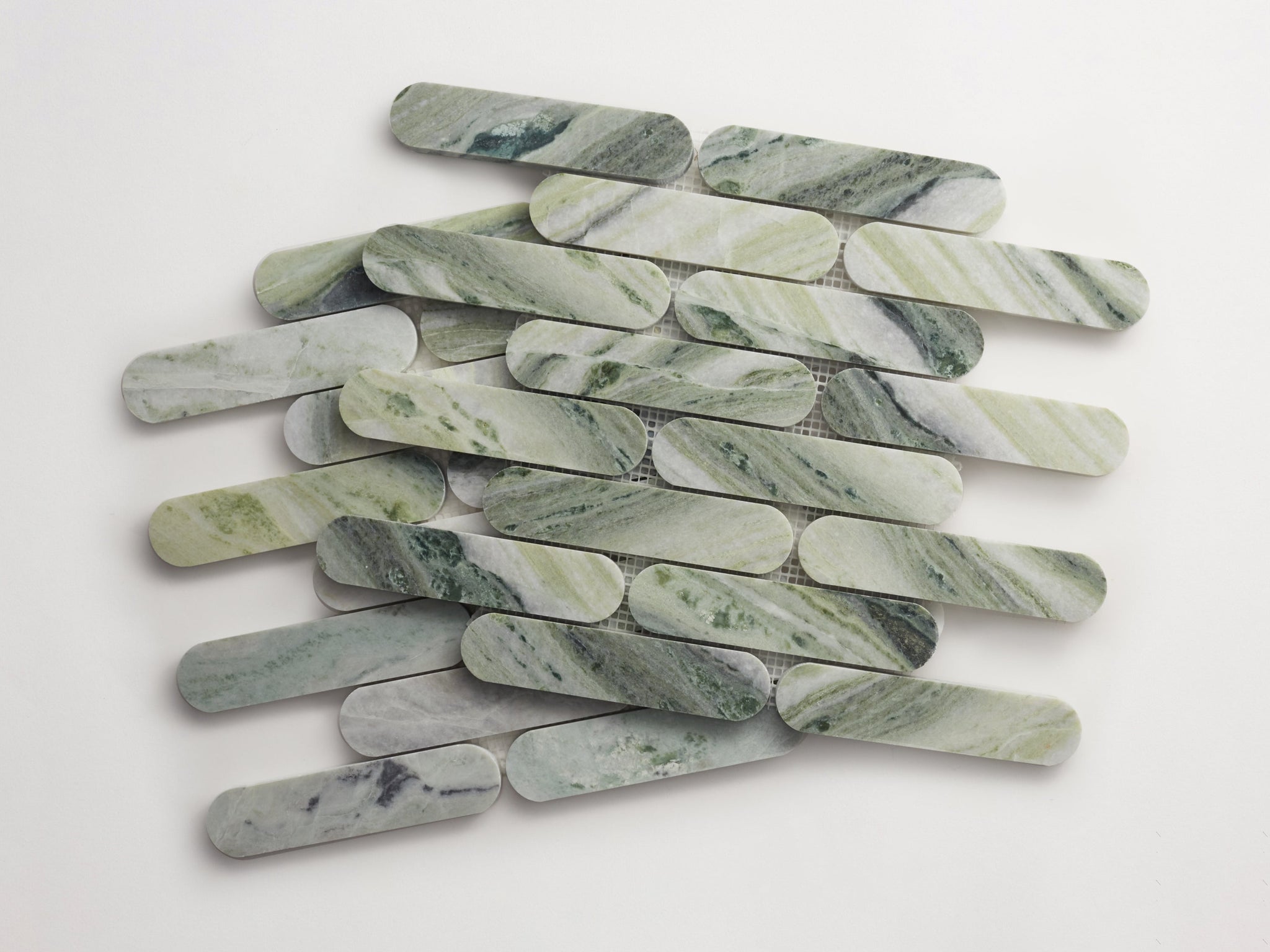 lapidary | oval petit mosaic sheet | jade green ~ 1.375"x6"x0.375"