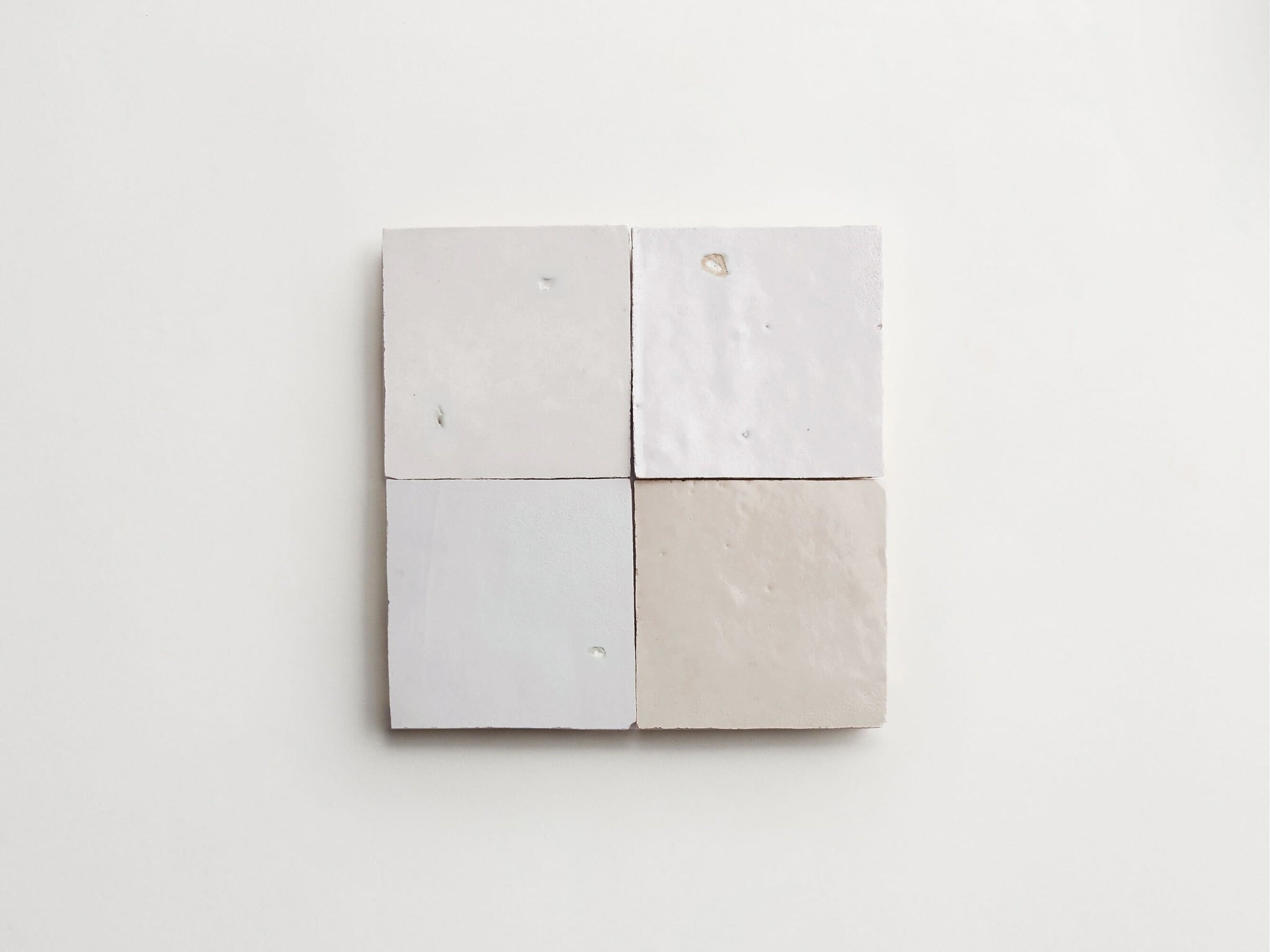 zellige | weathered white | square ~ 4"x4"x0.375"